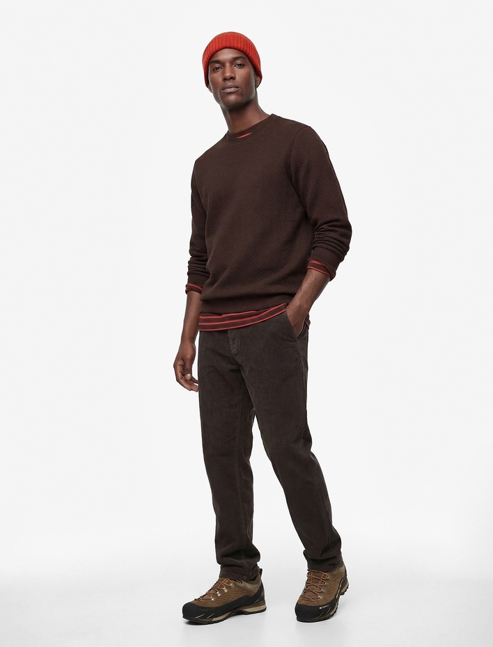  Regular Fit Uzun Kollu Dokulu Kapitone Bisiklet Yaka Sweatshirt