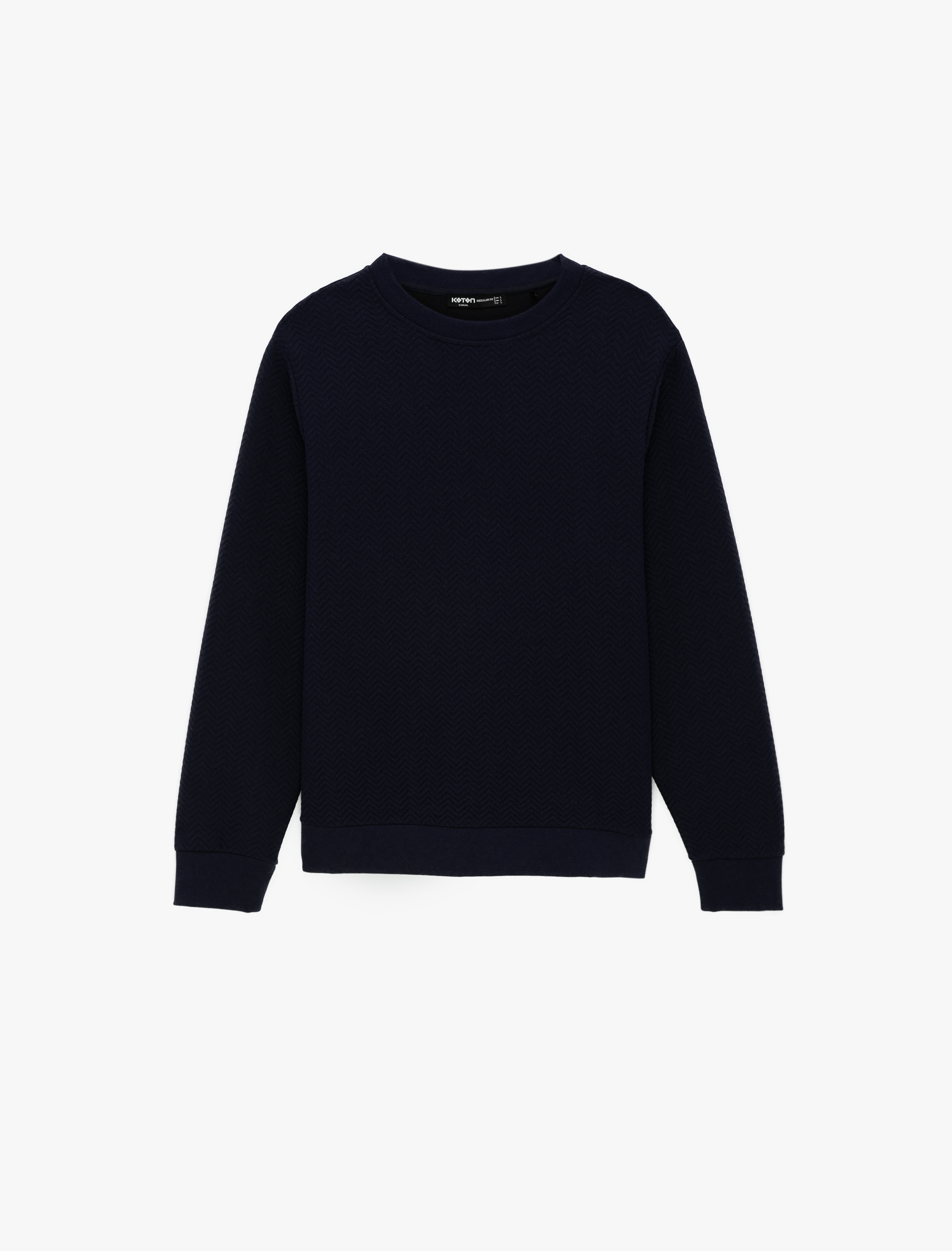   Regular Fit Uzun Kollu Dokulu Kapitone Bisiklet Yaka Sweatshirt