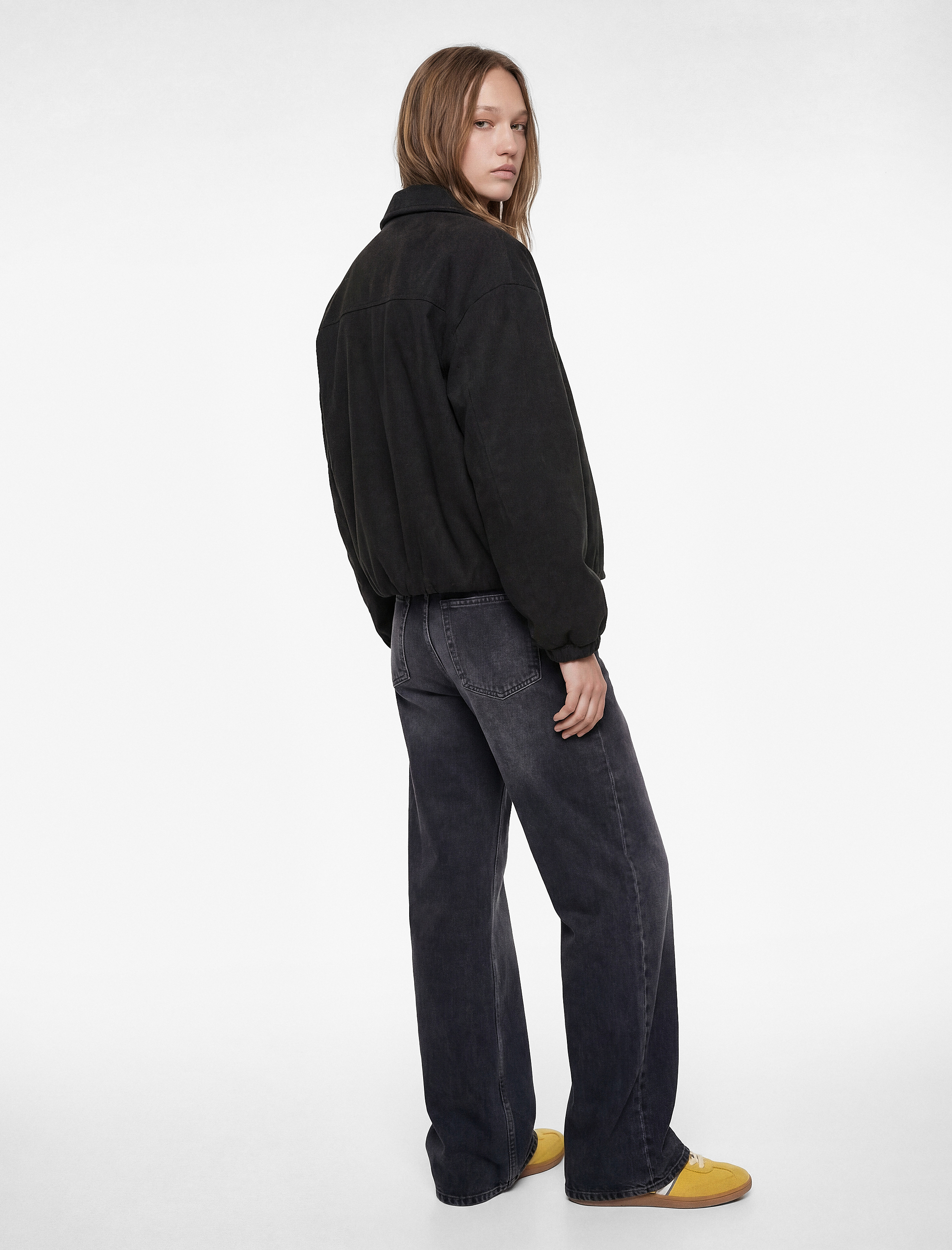   Viskon Karışımlı Klasik Yaka Fermuarlı Oversize Ceket