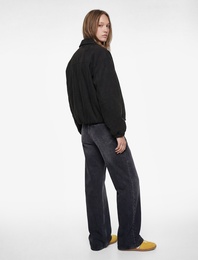 Viskon Karışımlı Klasik Yaka Fermuarlı Oversize Ceket