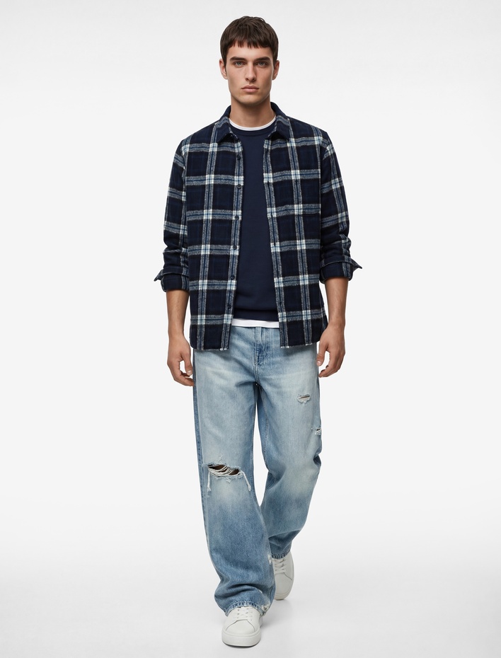  Regular Fit Klasik Yaka Uzun Kollu Düğmeli Oduncu Gömleği