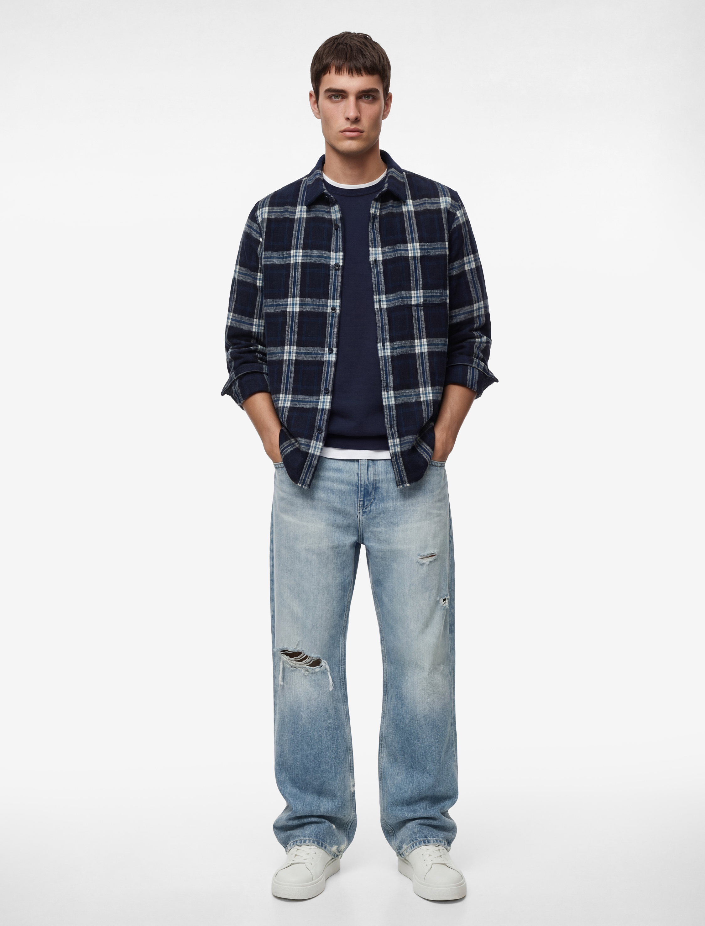   Regular Fit Klasik Yaka Uzun Kollu Düğmeli Oduncu Gömleği