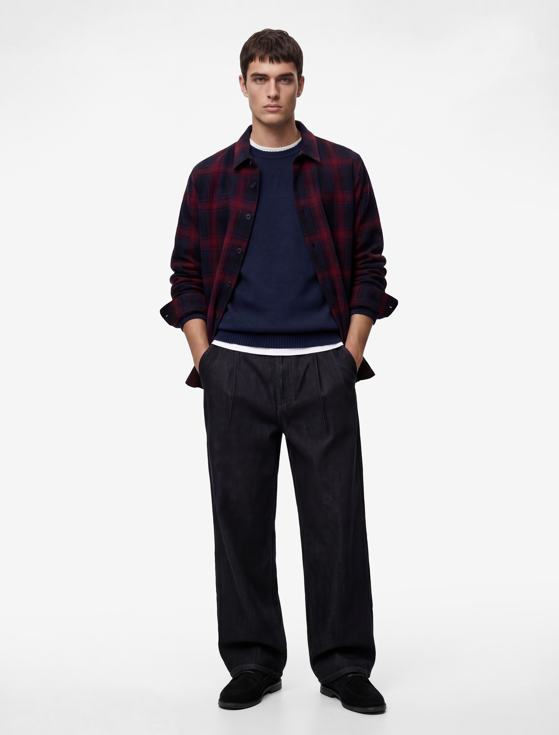   Regular Fit Uzun Kollu Klasik Yaka Oduncu Gömleği