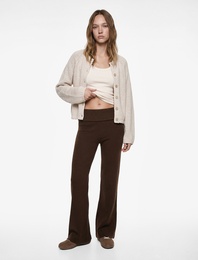 Viskon Karışımlı Katlı Yüksek Bel İspanyol Paça Tayt Pantolon