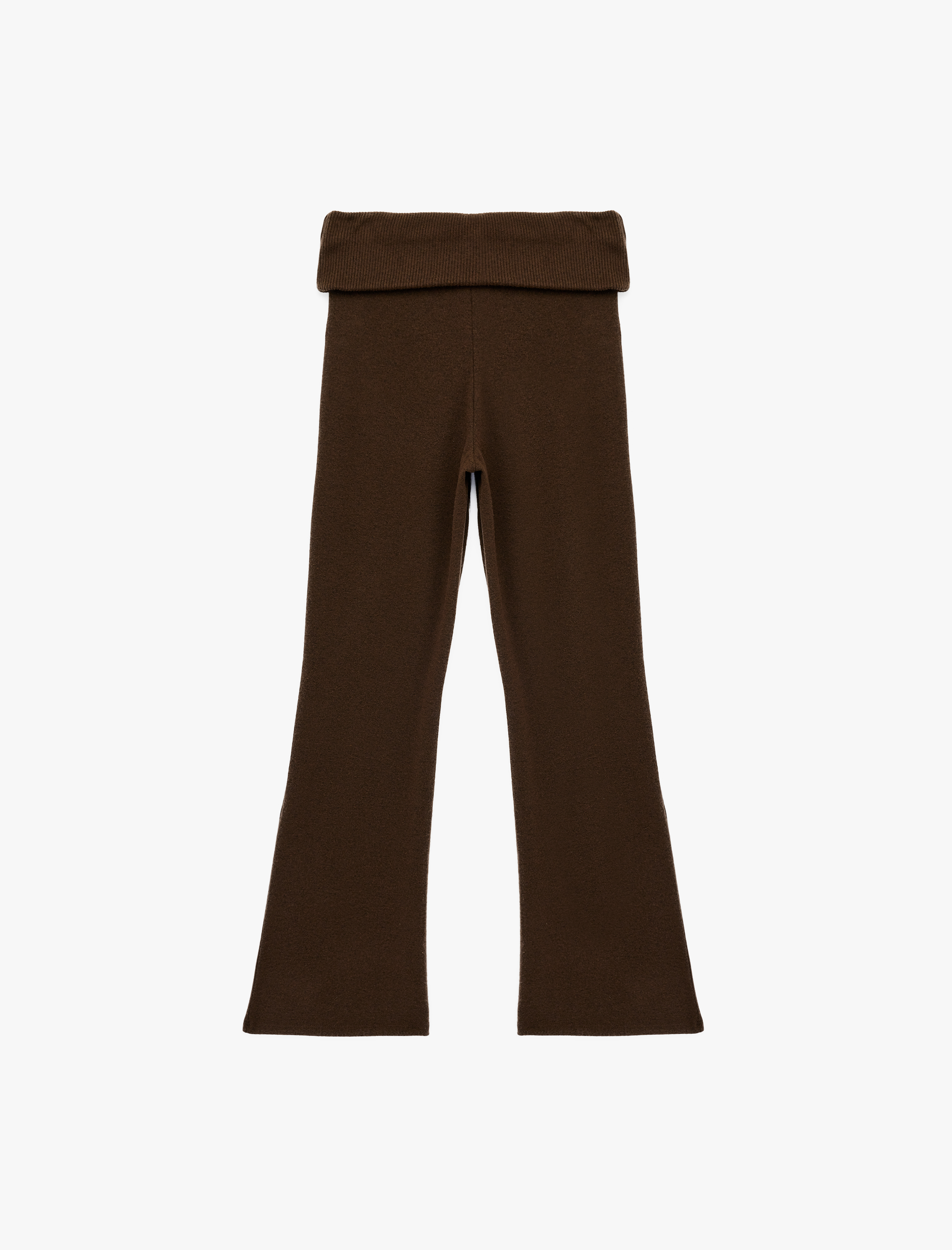   Viskon Karışımlı Katlı Yüksek Bel İspanyol Paça Tayt Pantolon