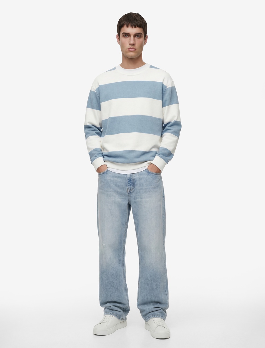 Koton Erkek Uzun Kollu Şardonlu Bisiklet Yaka Oversize Sweatshirt