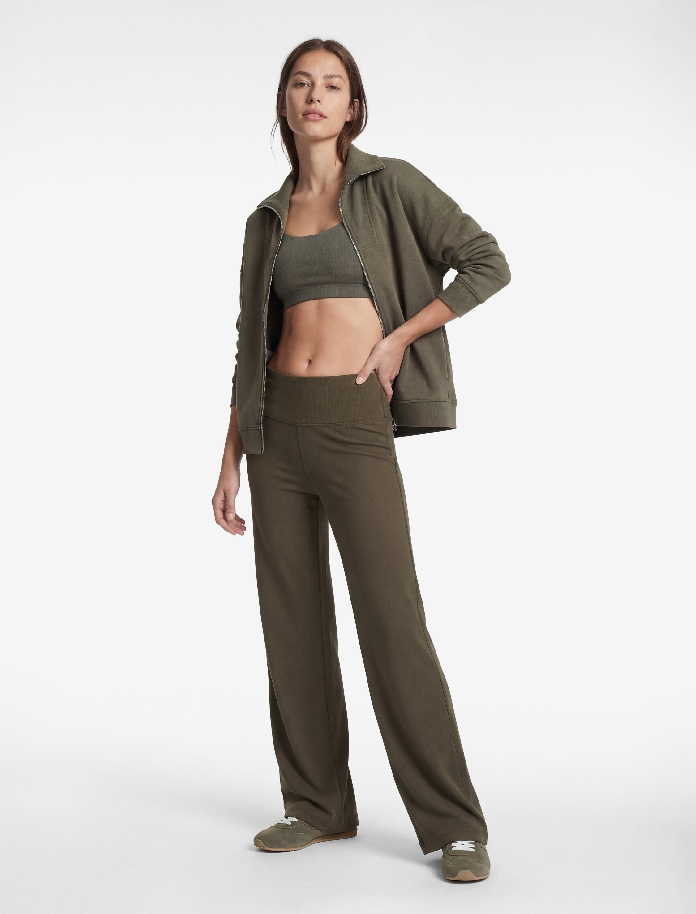   Slim Fit Yüksek Bel İspanyol Paça Spor Tayt