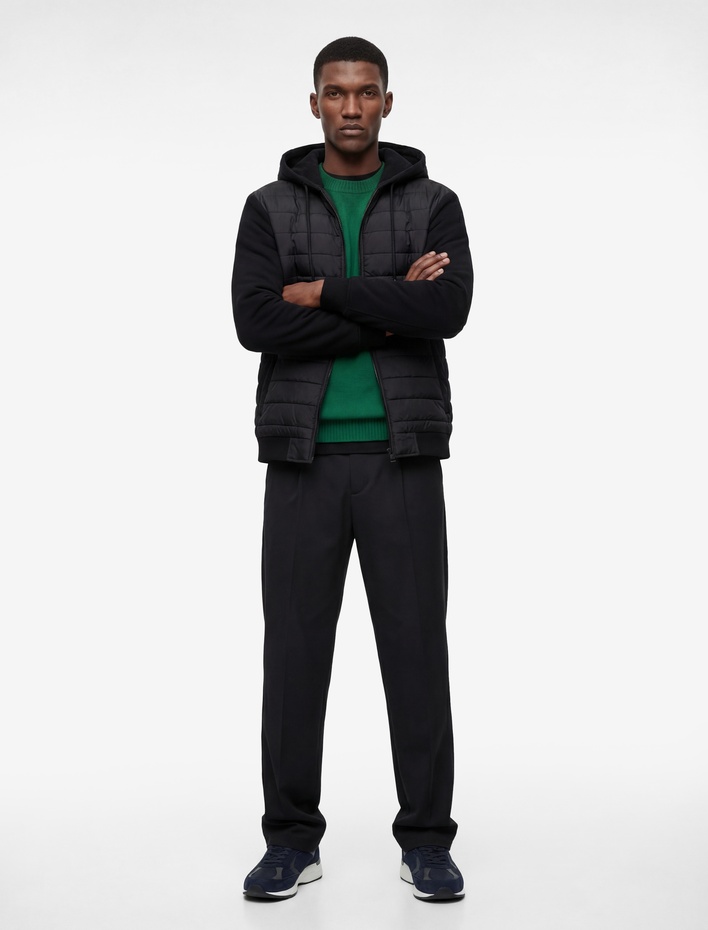  Uzun Kollu Regular Fit Cepli Fermuarlı Kumaş Detaylı Kapşonlu Ceket