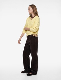 Uzun Kollu V Yaka Saç Örgülü Oversize Kazak