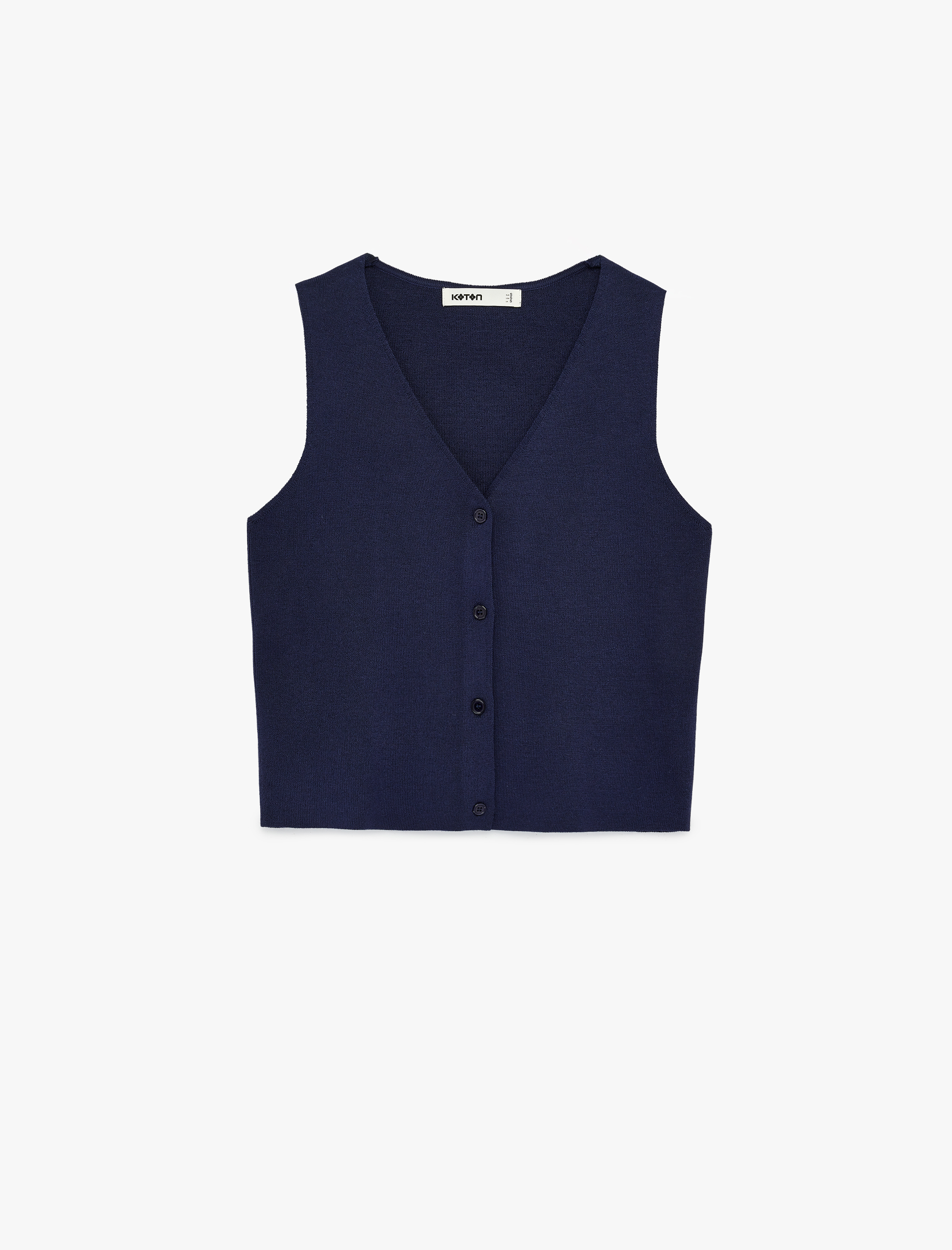   V Yaka Düğmeli Triko Yelek