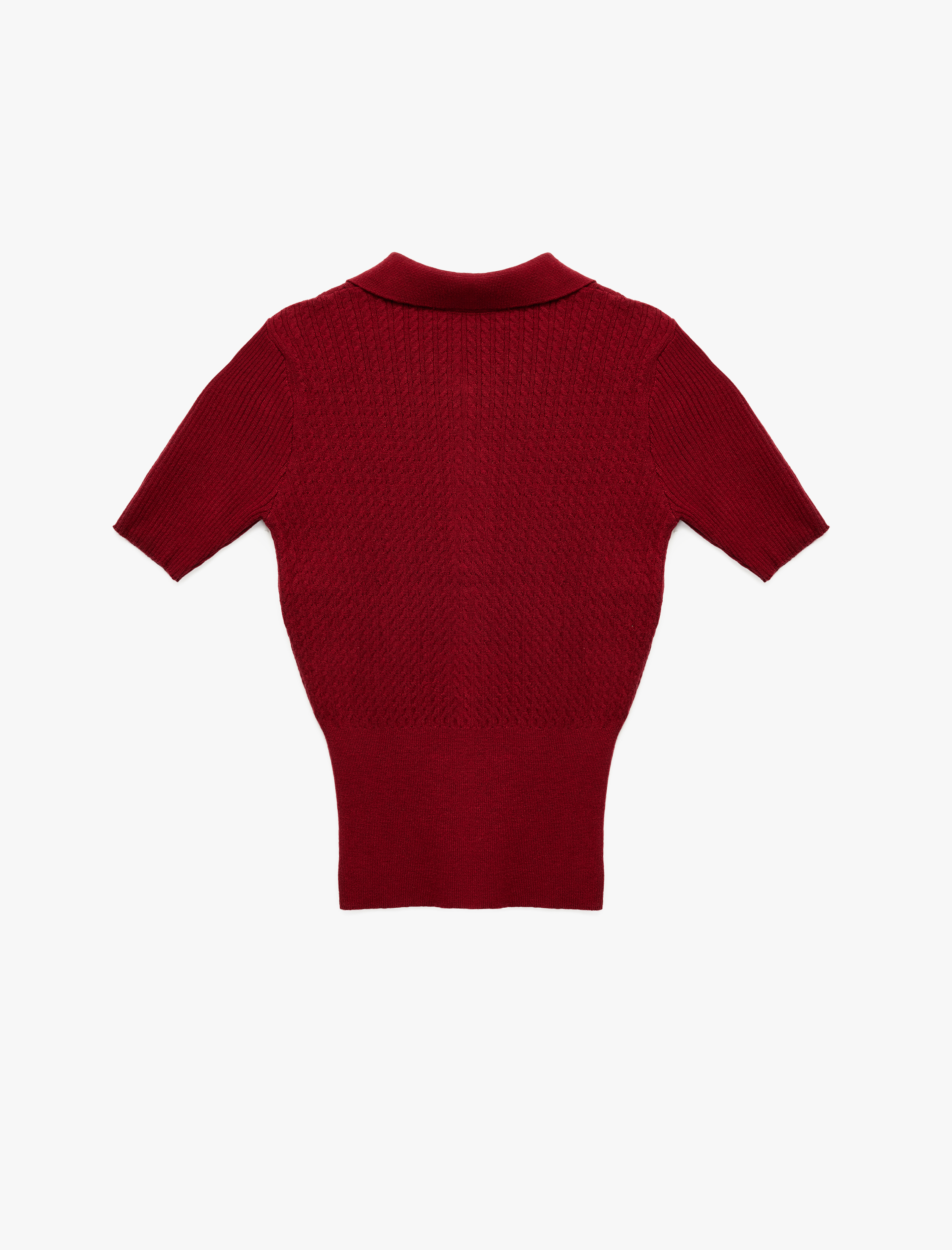   Koton X Melis Ağazat - Kısa Kollu Düğmeli Polo Yaka Saç Örgü Kazak