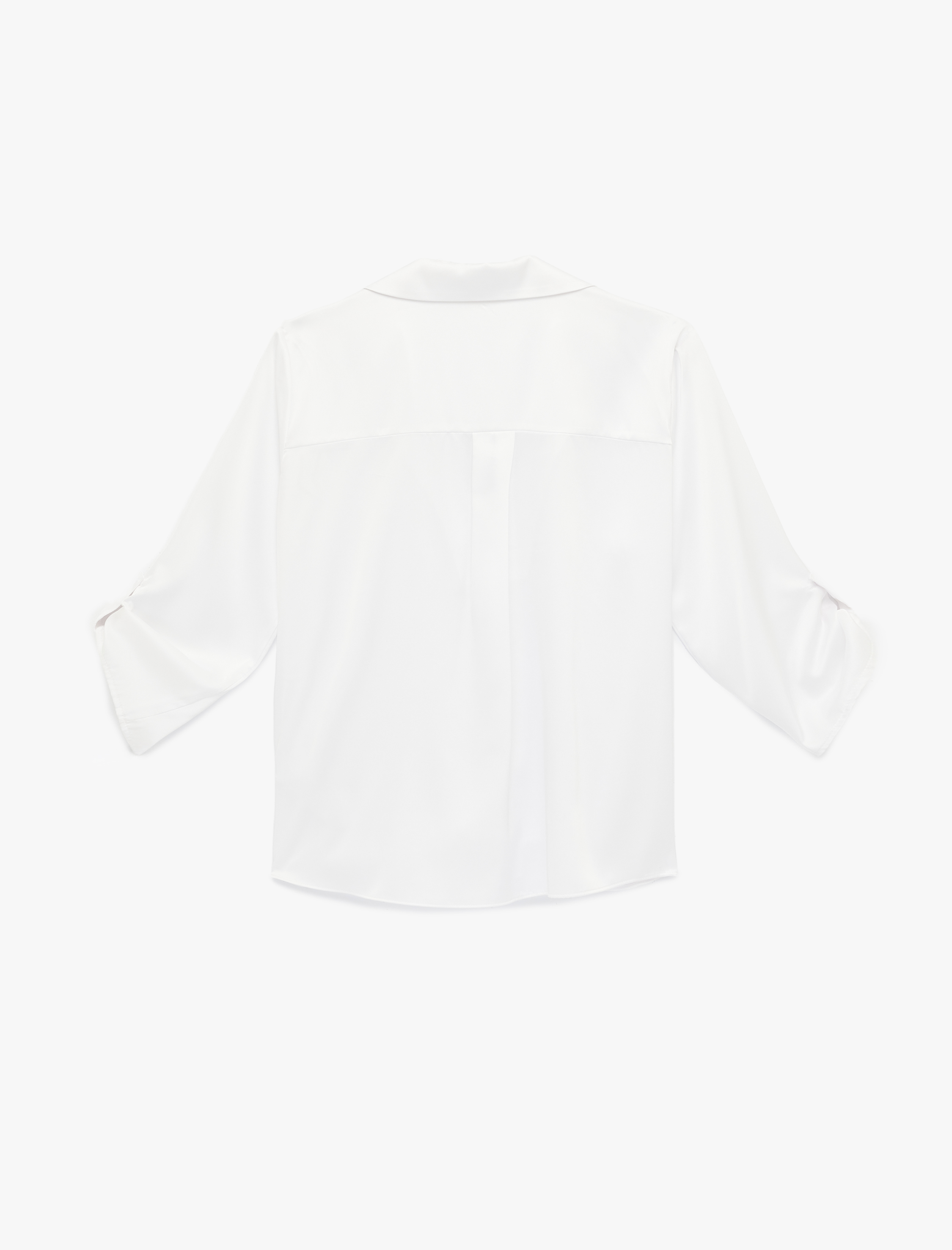   Kolları Katlama Detaylı Uzun Kollu Saten Bluz