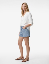 Kolları Katlama Detaylı Uzun Kollu Saten Bluz