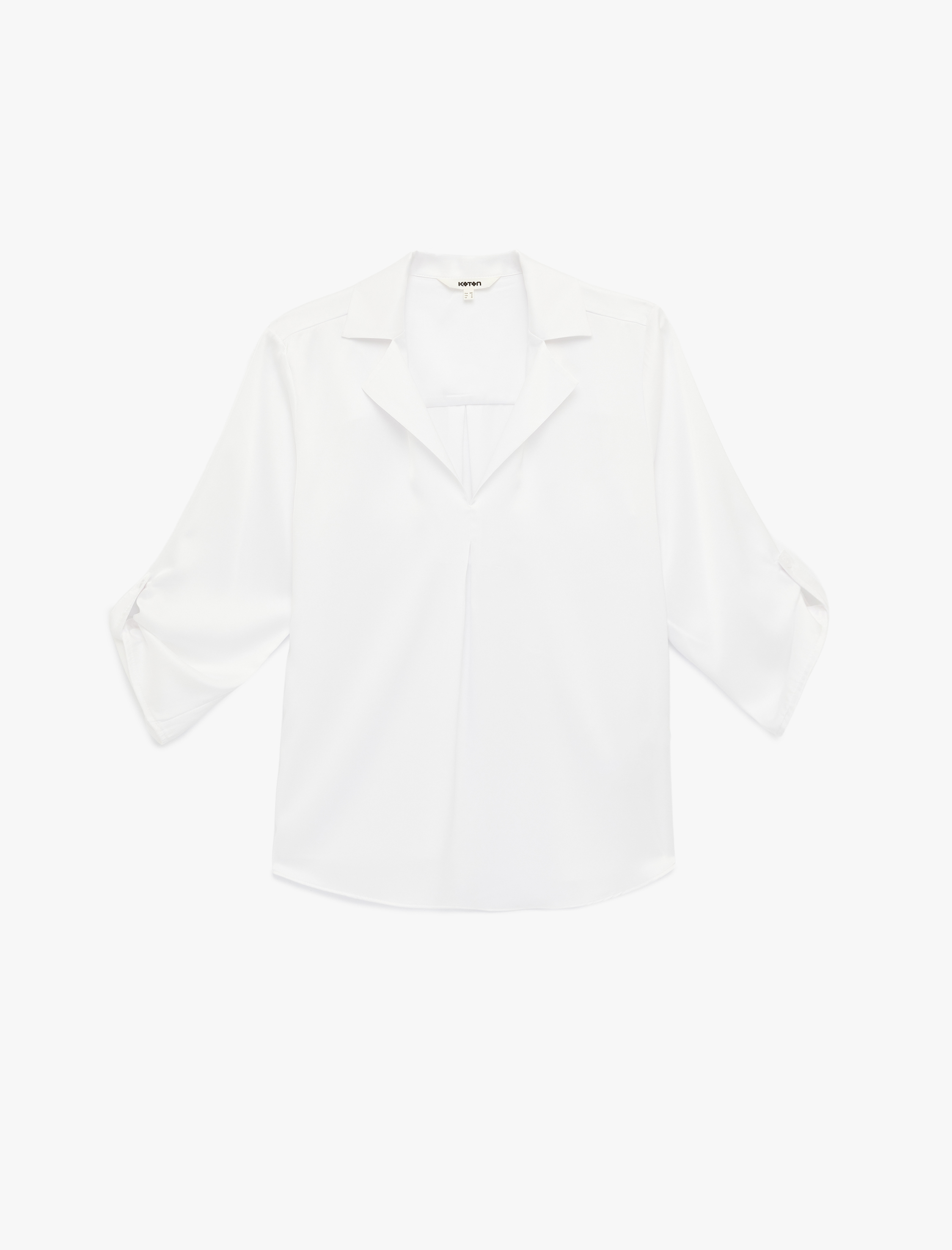   Kolları Katlama Detaylı Uzun Kollu Saten Bluz