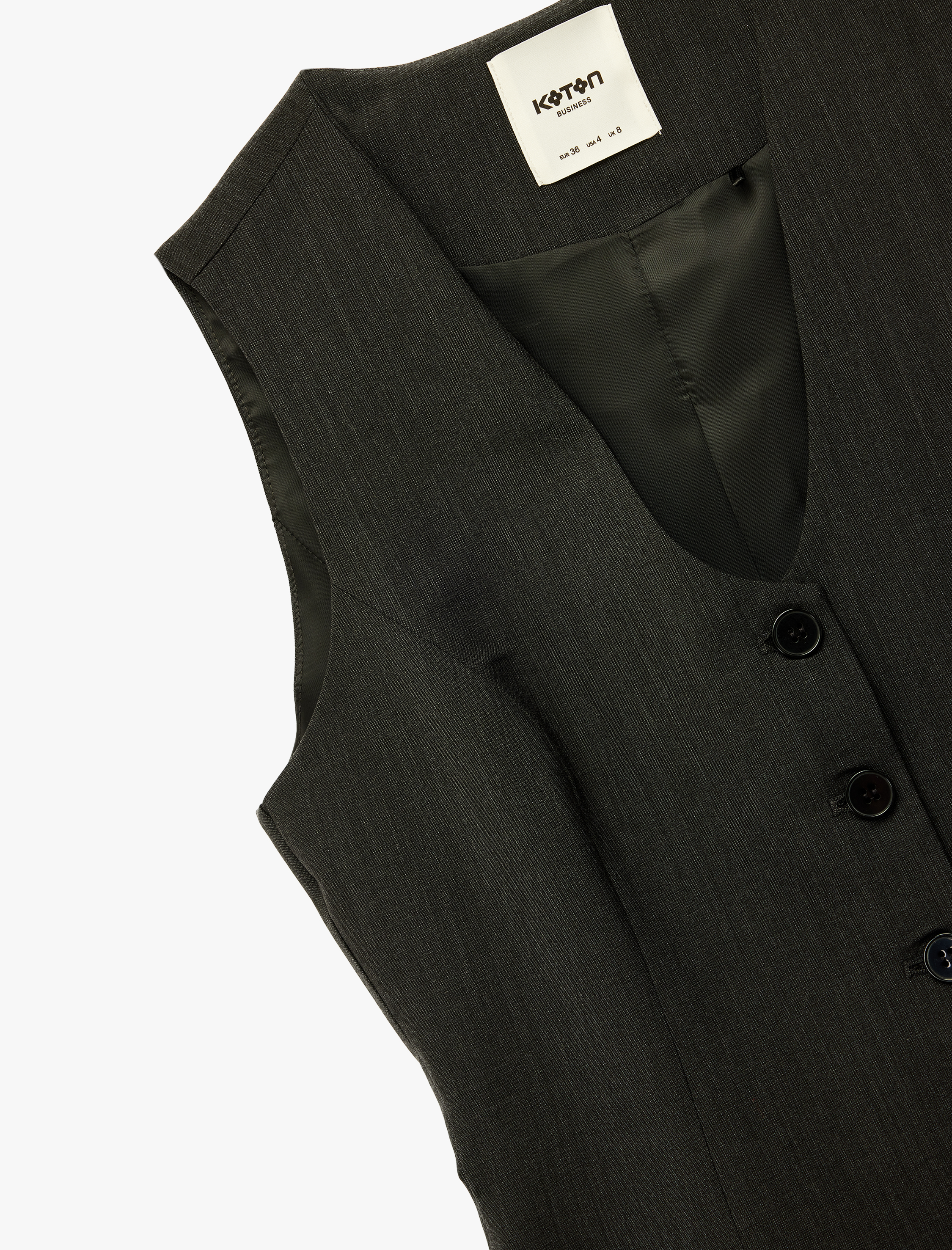   Düğmeli Kolsuz V Yaka Koyun Yünü Karışımlı Yelek