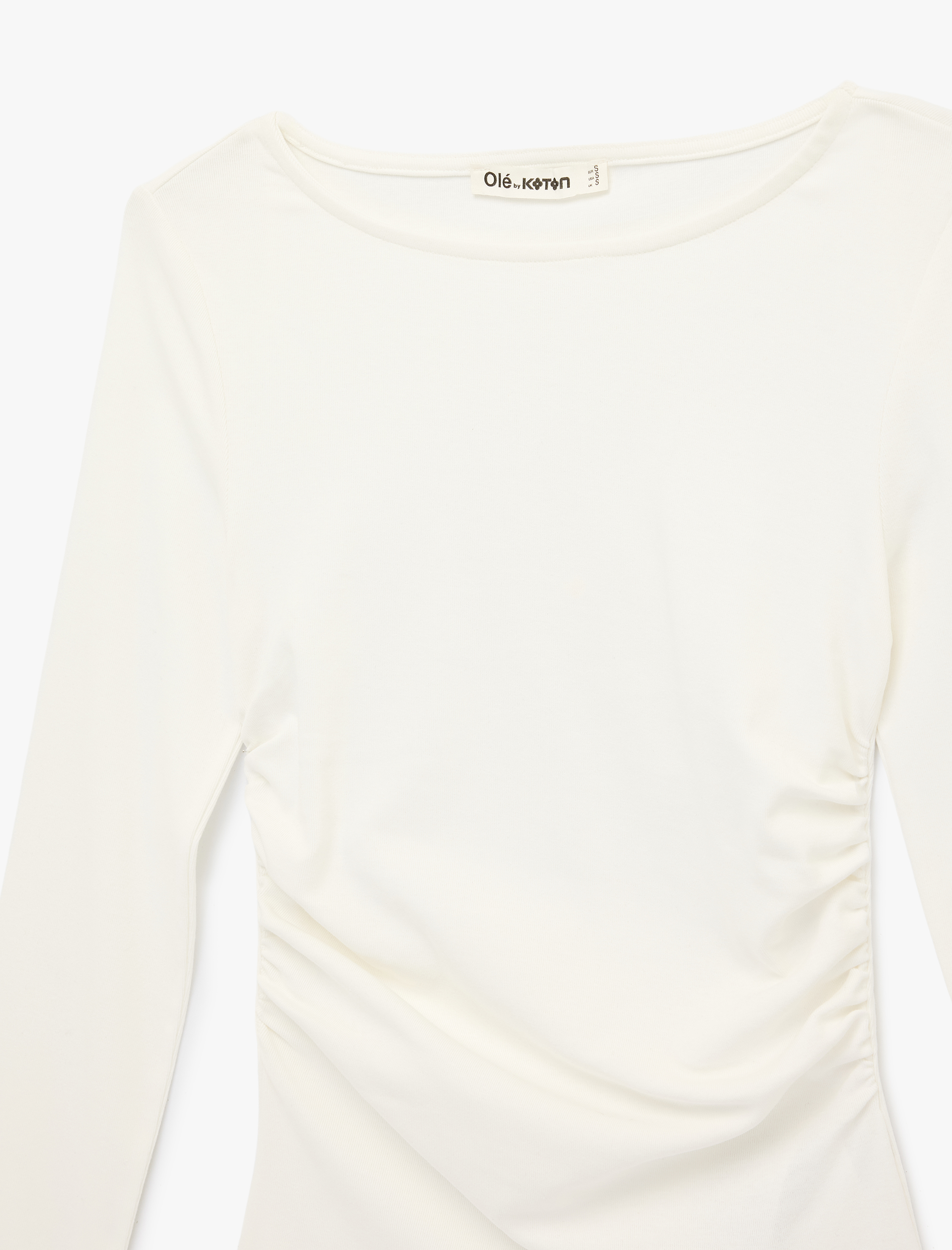   Pamuklu Slim Fit Uzun Kollu Yuvarlak Kayık Yaka Tişört