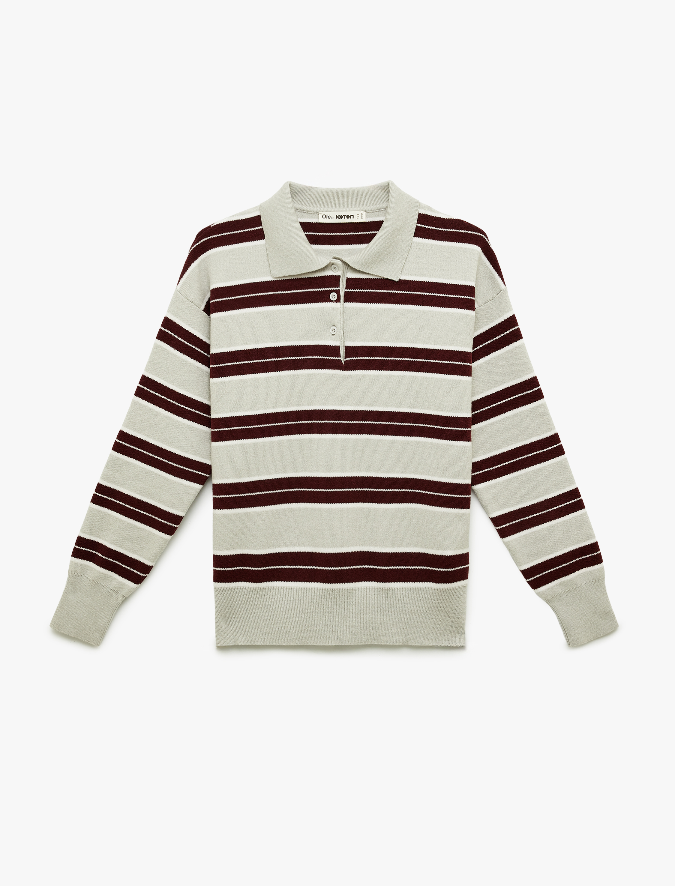   Basic Düğmeli Uzun Kollu Polo Yaka Triko Kazak