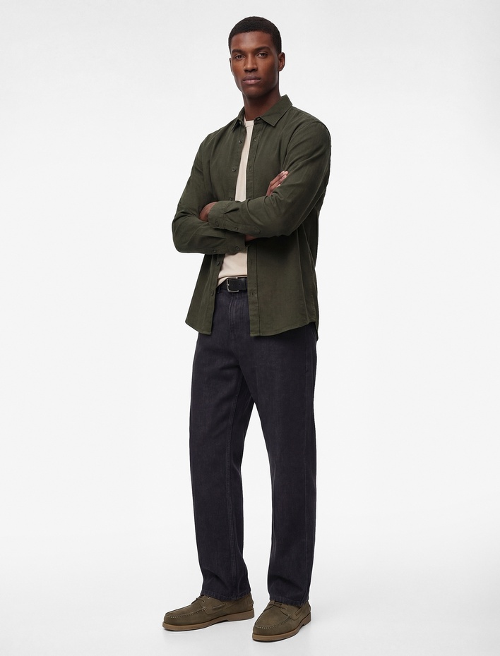  Regular Fit Pamuklu Klasik Yaka Uzun Kollu Gömlek