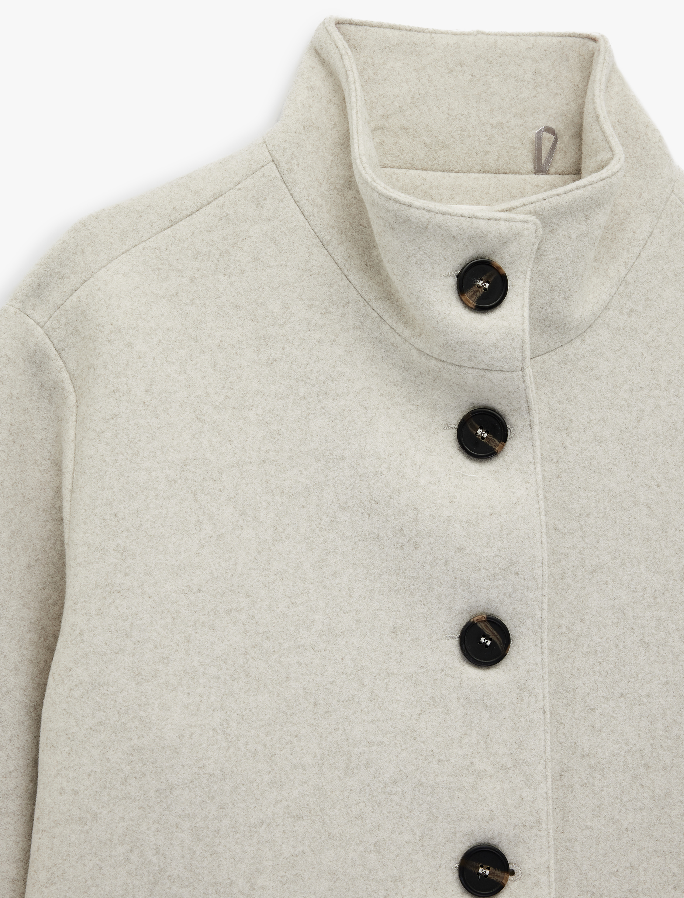   Düğmeli Dik Yaka Uzun Kollu Oversize Kaşe Kaban