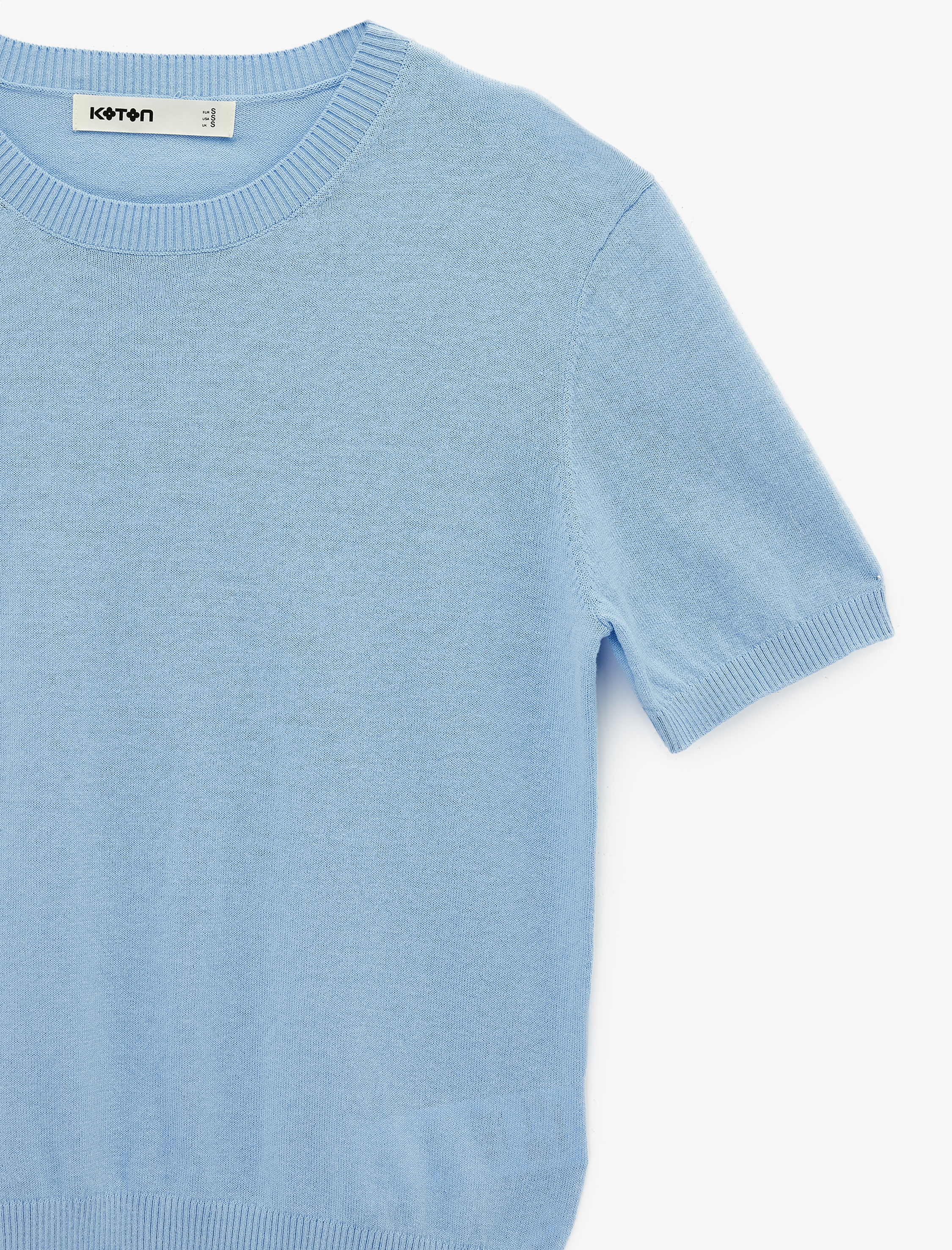   Pamuklu Kısa Kollu Bisiklet Yaka Triko Kazak