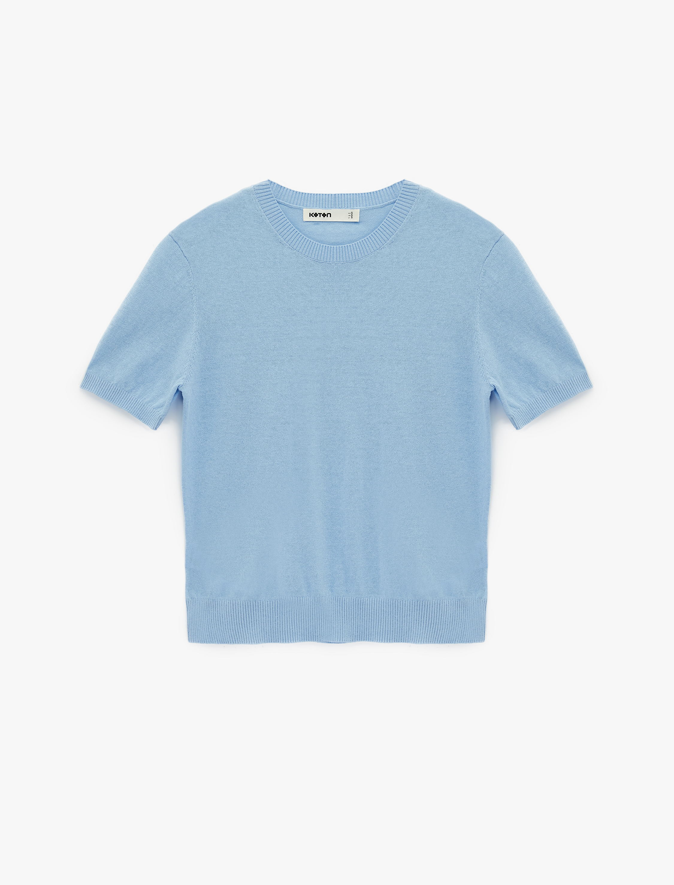   Pamuklu Kısa Kollu Bisiklet Yaka Triko Kazak