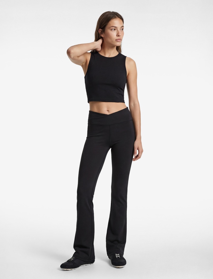  Katlı Bel Slim Fit İspanyol Paça Spor Tayt