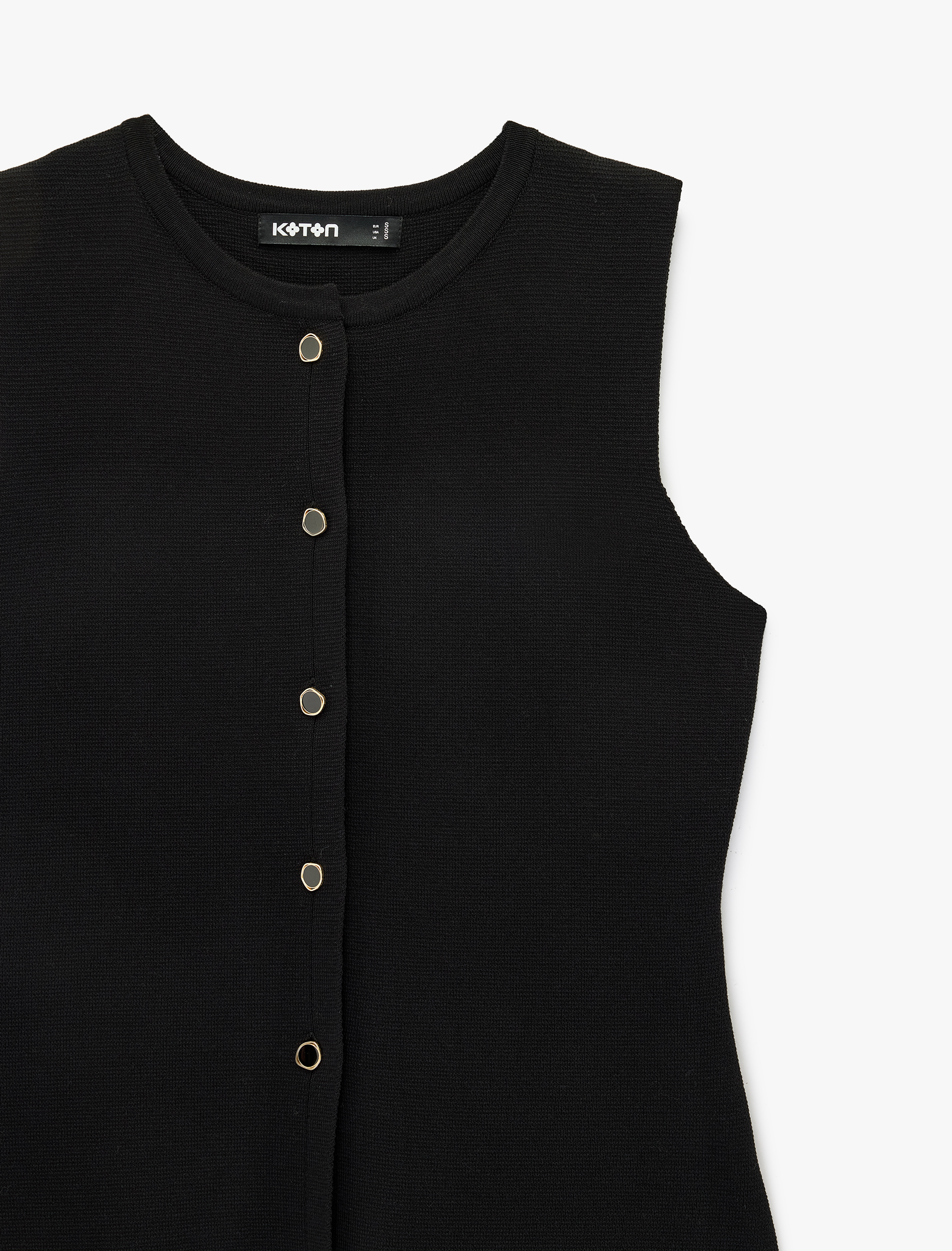   Düğmeli Bisiklet Yaka Triko Yelek