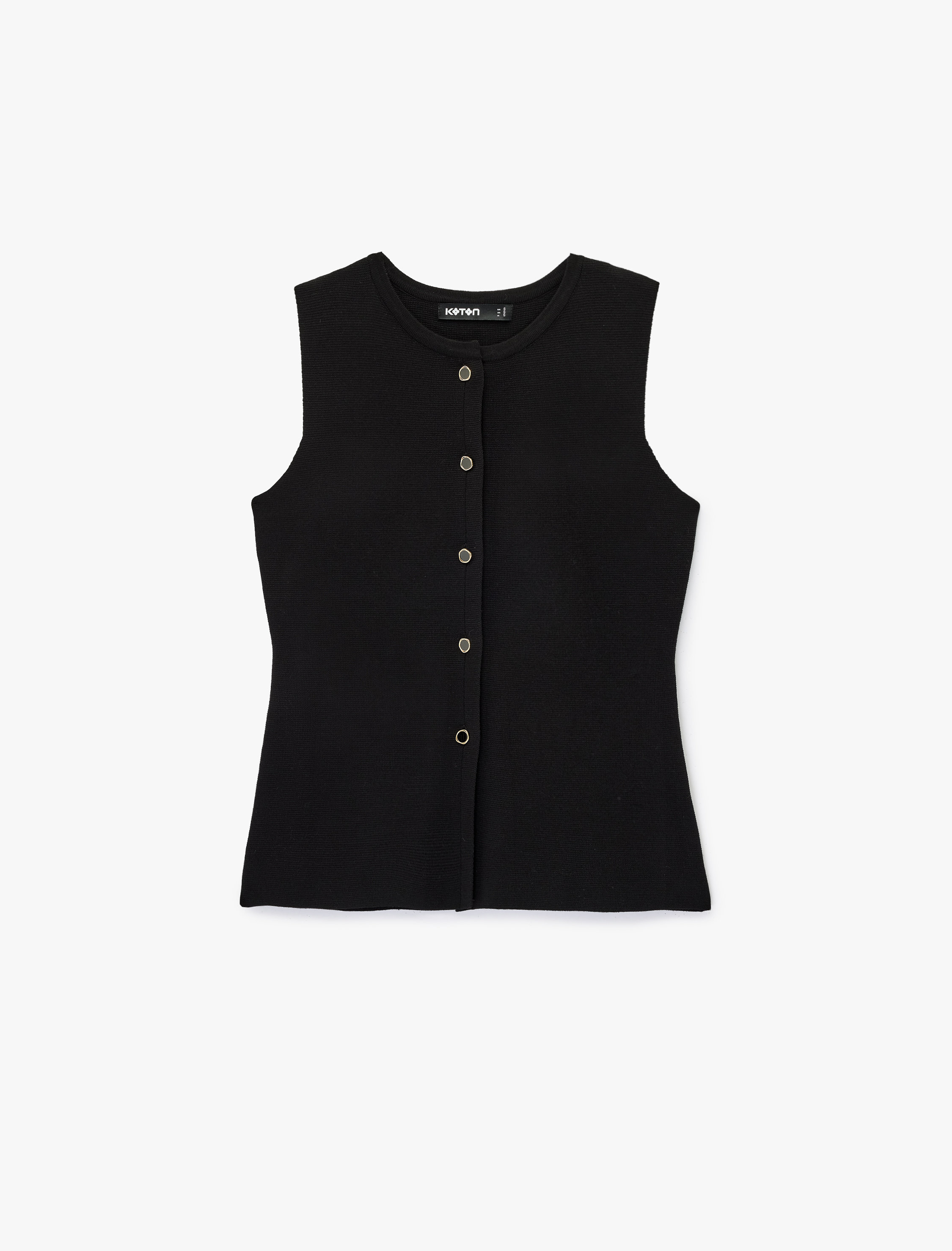   Düğmeli Bisiklet Yaka Triko Yelek