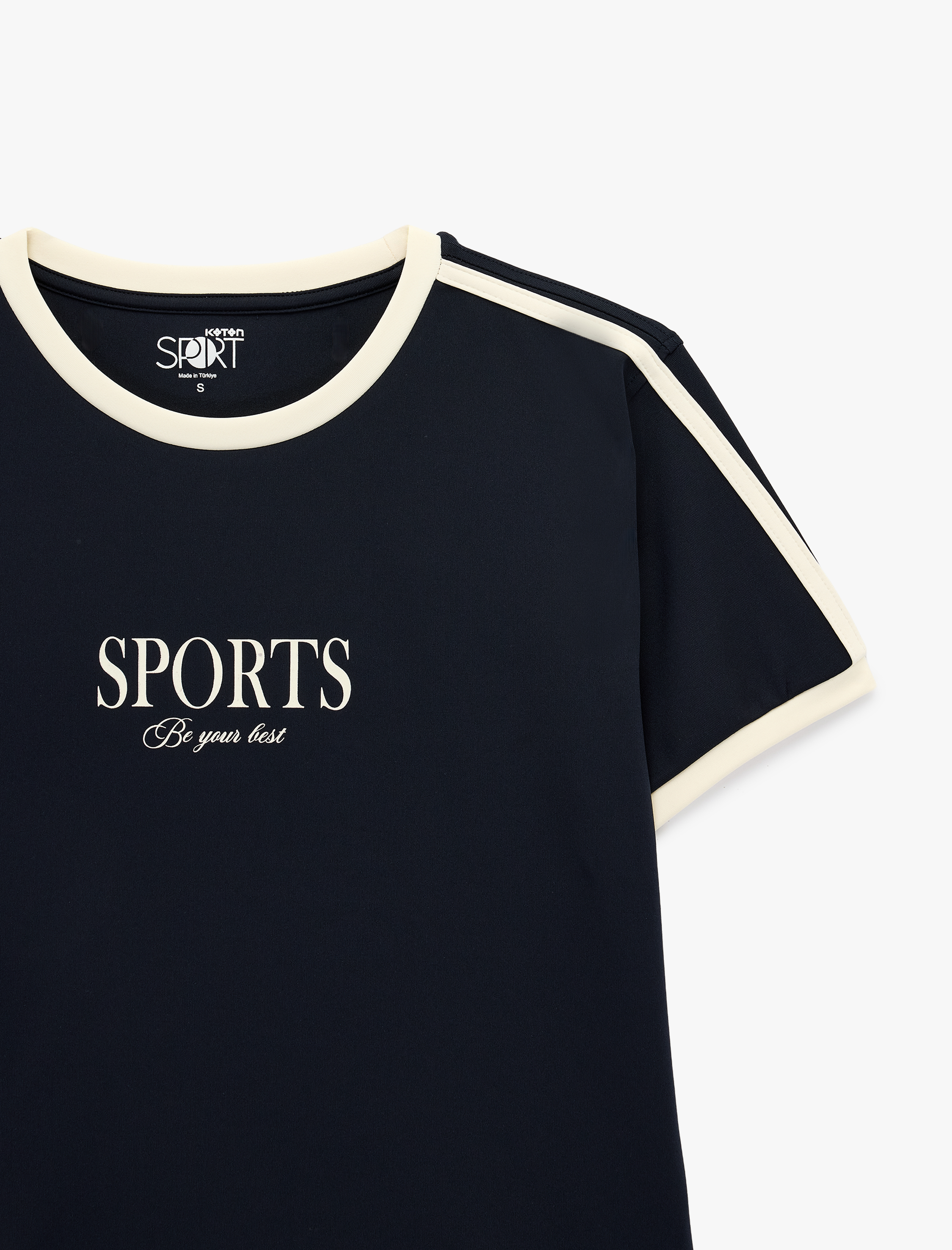   Biyeli Baskılı Rahat Kalıp Kısa Kollu Bisiklet Yaka Spor Tişört