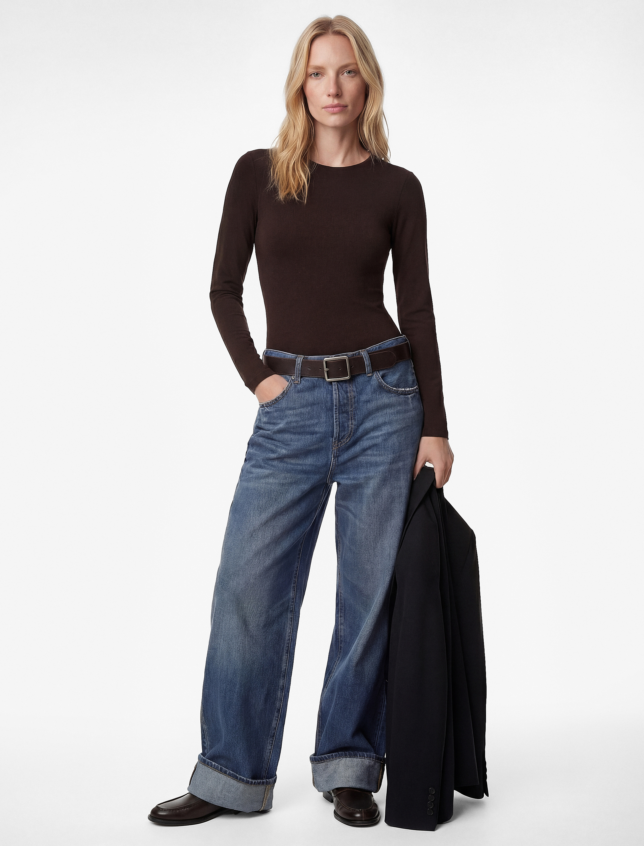   Uzun Kollu Bisiklet Yaka Slim Fit Bodysuit