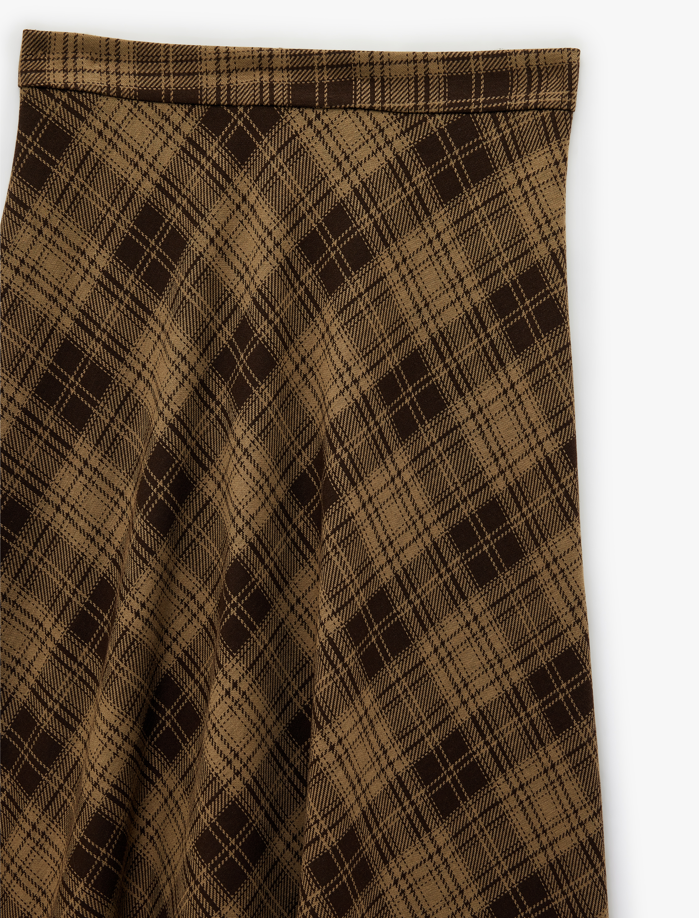   Fermuar Detaylı Midi Ekose Etek