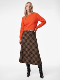 Fermuar Detaylı Midi Ekose Etek