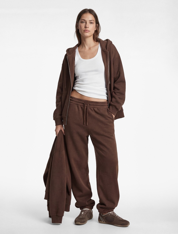  Yüksek Bel Rahat Kalıp Cep Detaylı Jogger Eşofman Altı