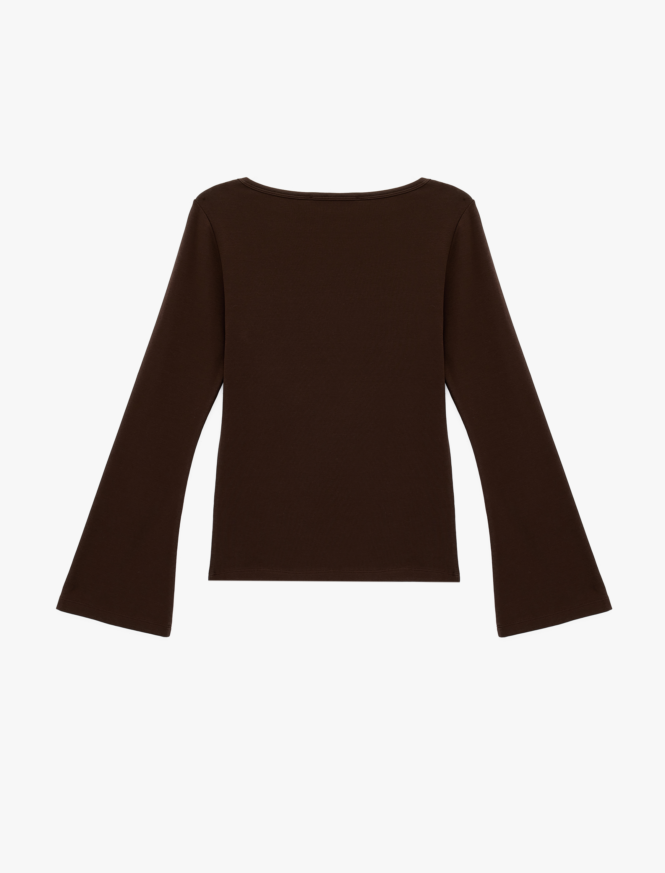   Pamuklu Kayık Yaka Uzun İspanyol Kollu Bluz