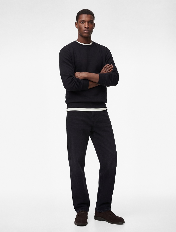  Normal Bel Bol Kalıp Pamuklu Loose Straight Fit Jean Pantolon