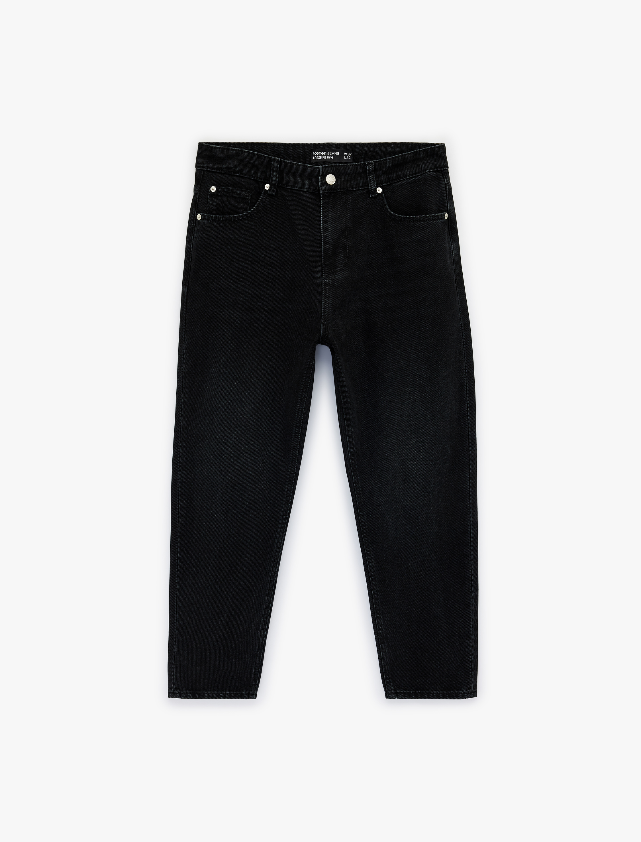   Normal Bel Bol Kalıp Pamuklu Loose Straight Fit Jean Pantolon