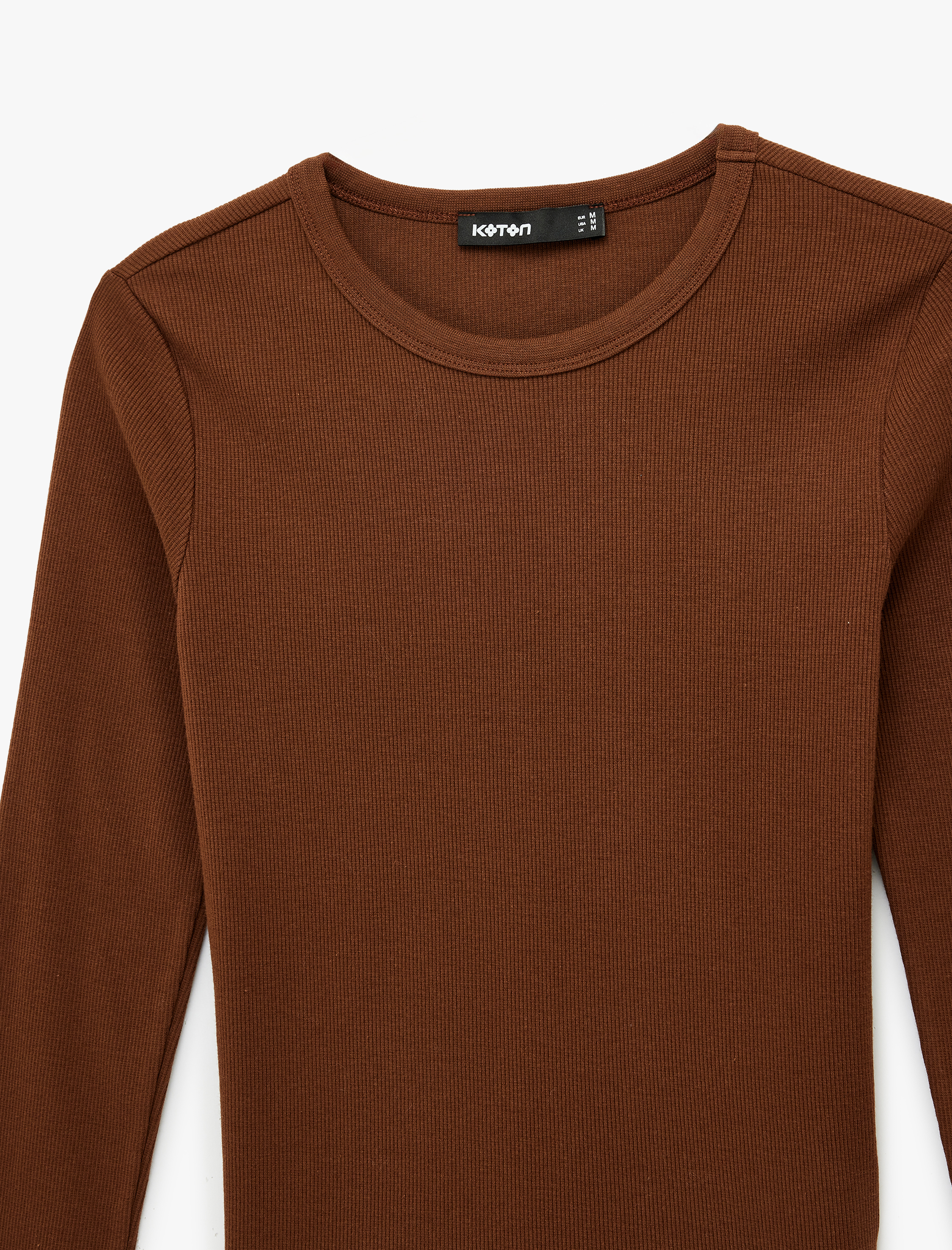   Pamuklu Slim Fit Kaşkorse Uzun Kollu Bisiklet Yaka Tişört