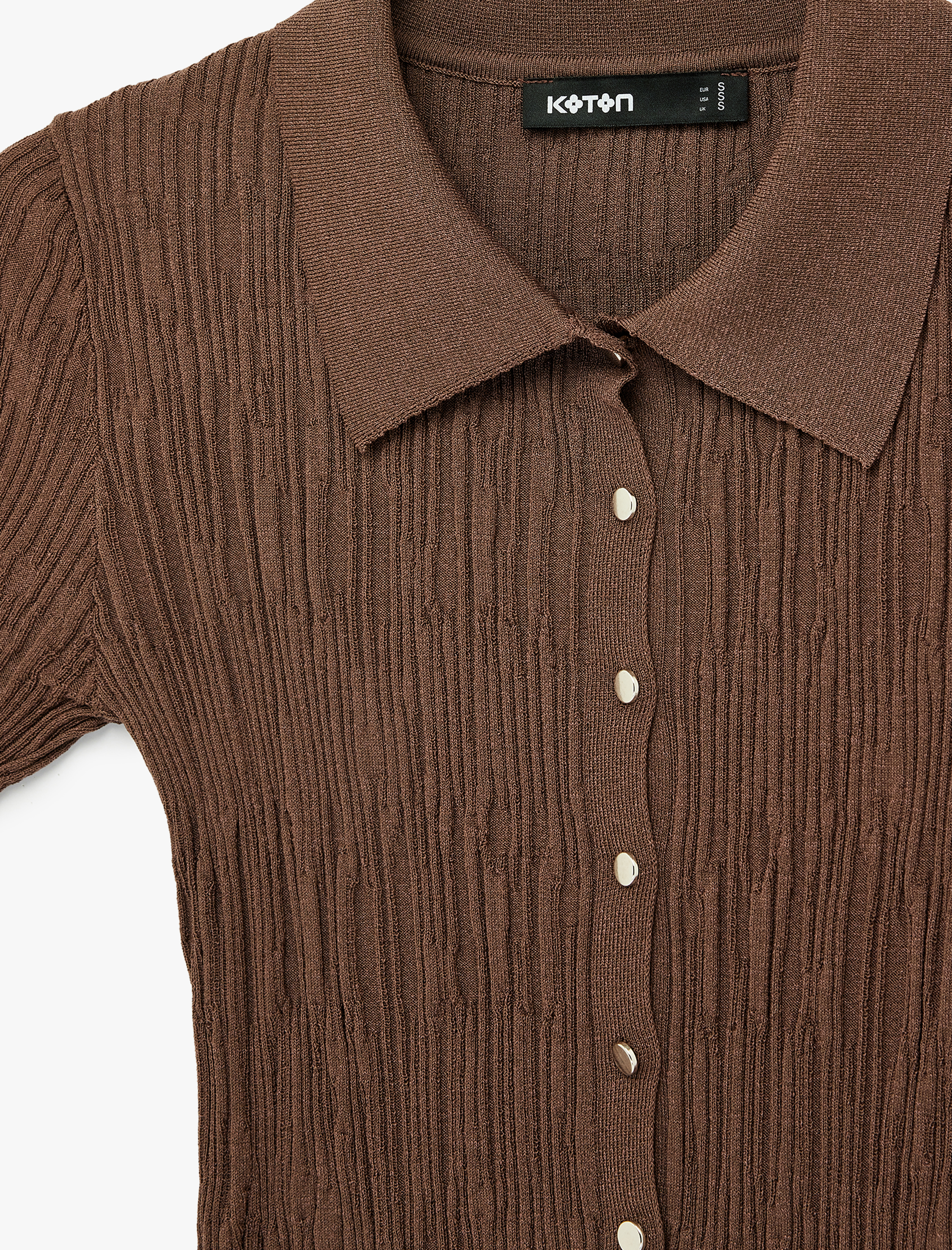   Slim Fit Polo Yaka Kısa Kollu Düğmeli Kazak