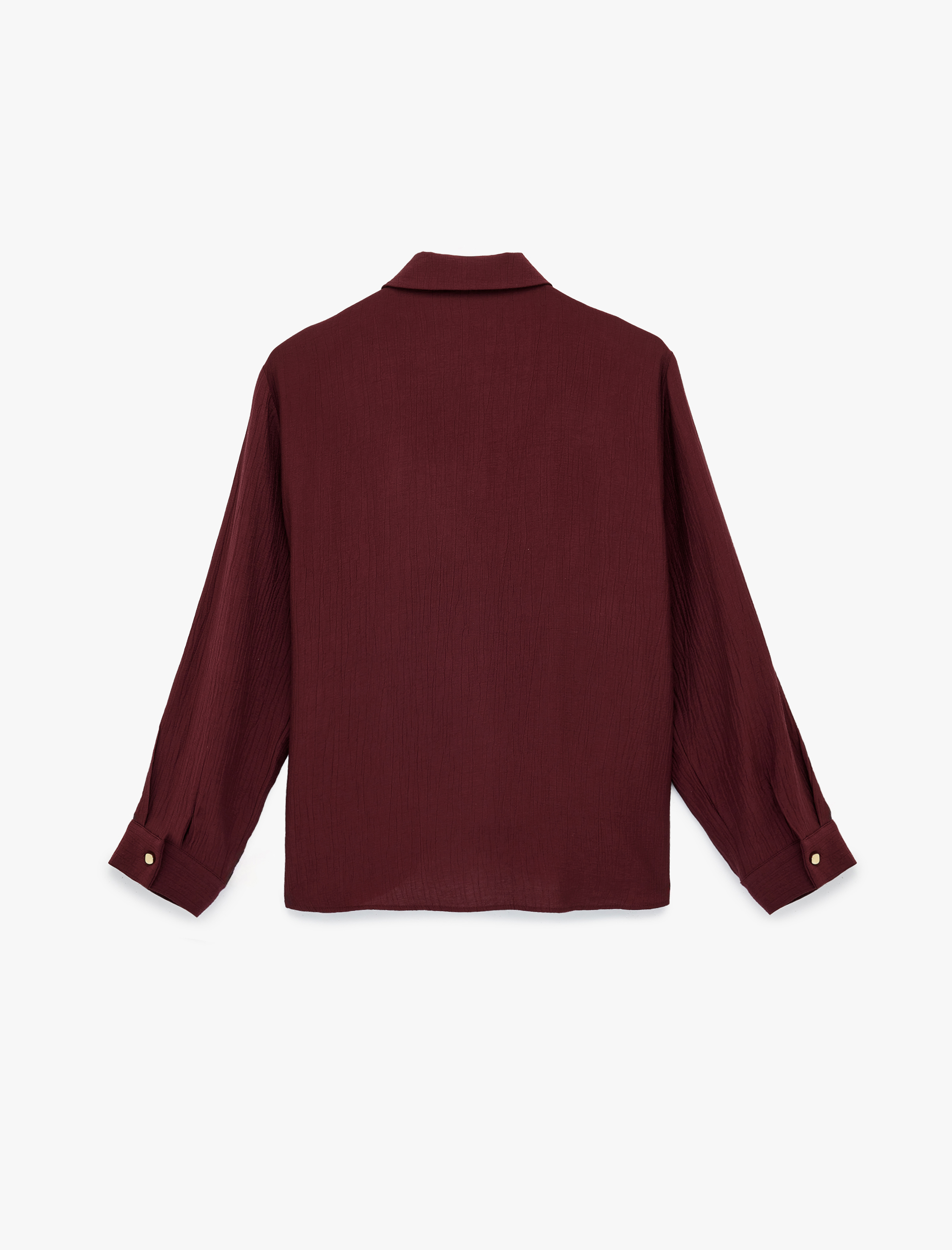   Metal Aksesuarlı Klasik Yaka Viskon Uzun Kollu Gömlek