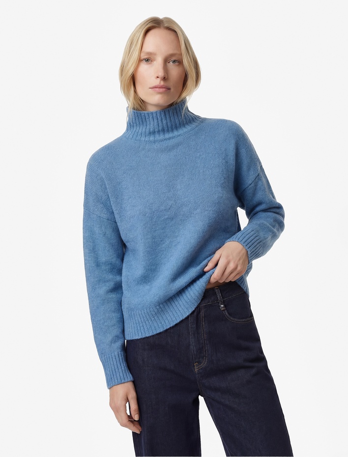  Dik Yaka Uzun Kollu Oversize Triko Kazak