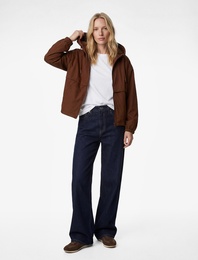 Fermuarlı Cepli Uzun Kollu Kapüşonlu Yağmurluk