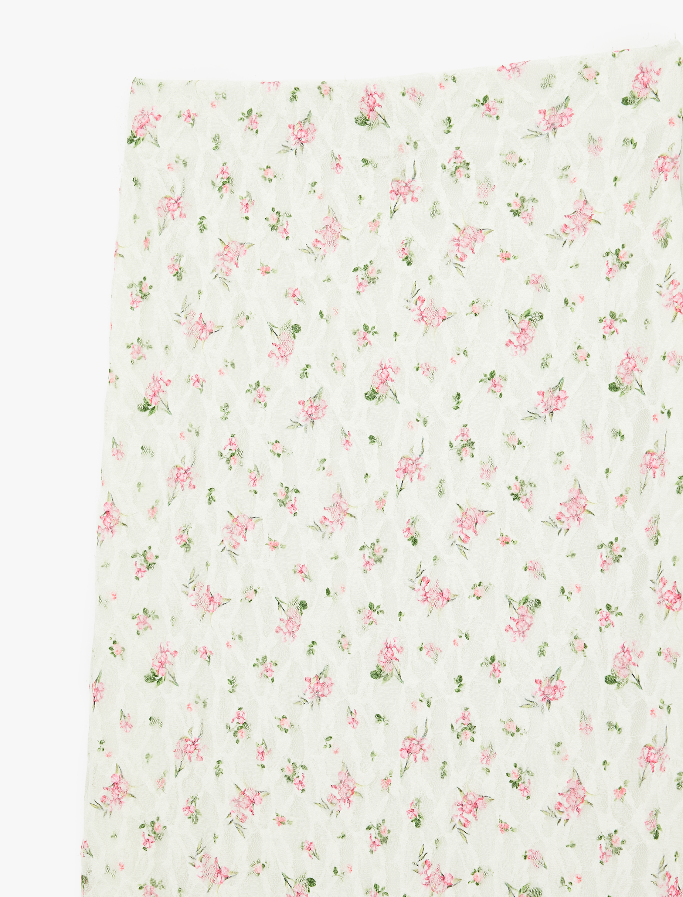   A Kesim Slim Fit Çiçekli Midi Dantel Etek