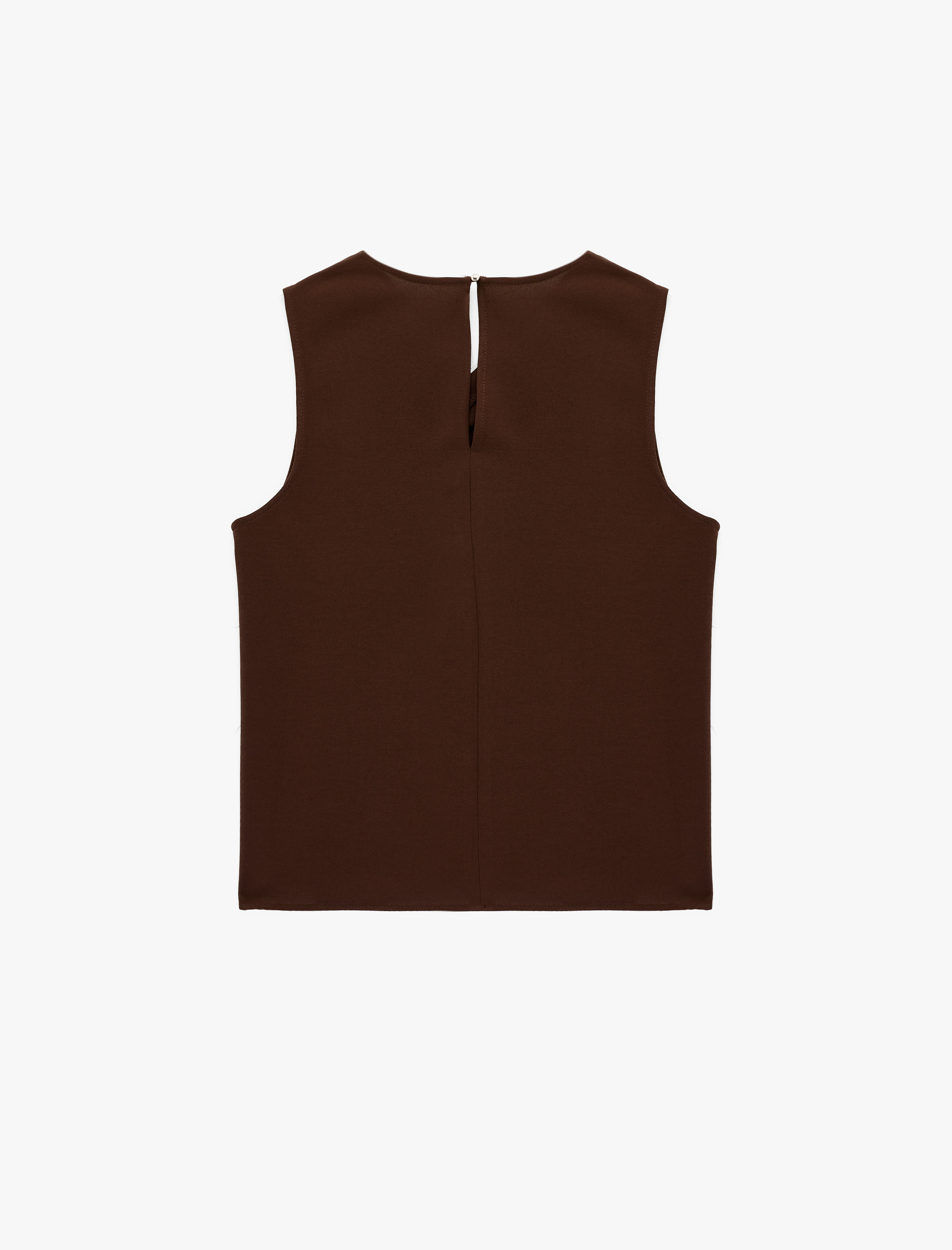   Asimetrik Yaka Metal Aksesuarlı Kolsuz Bluz