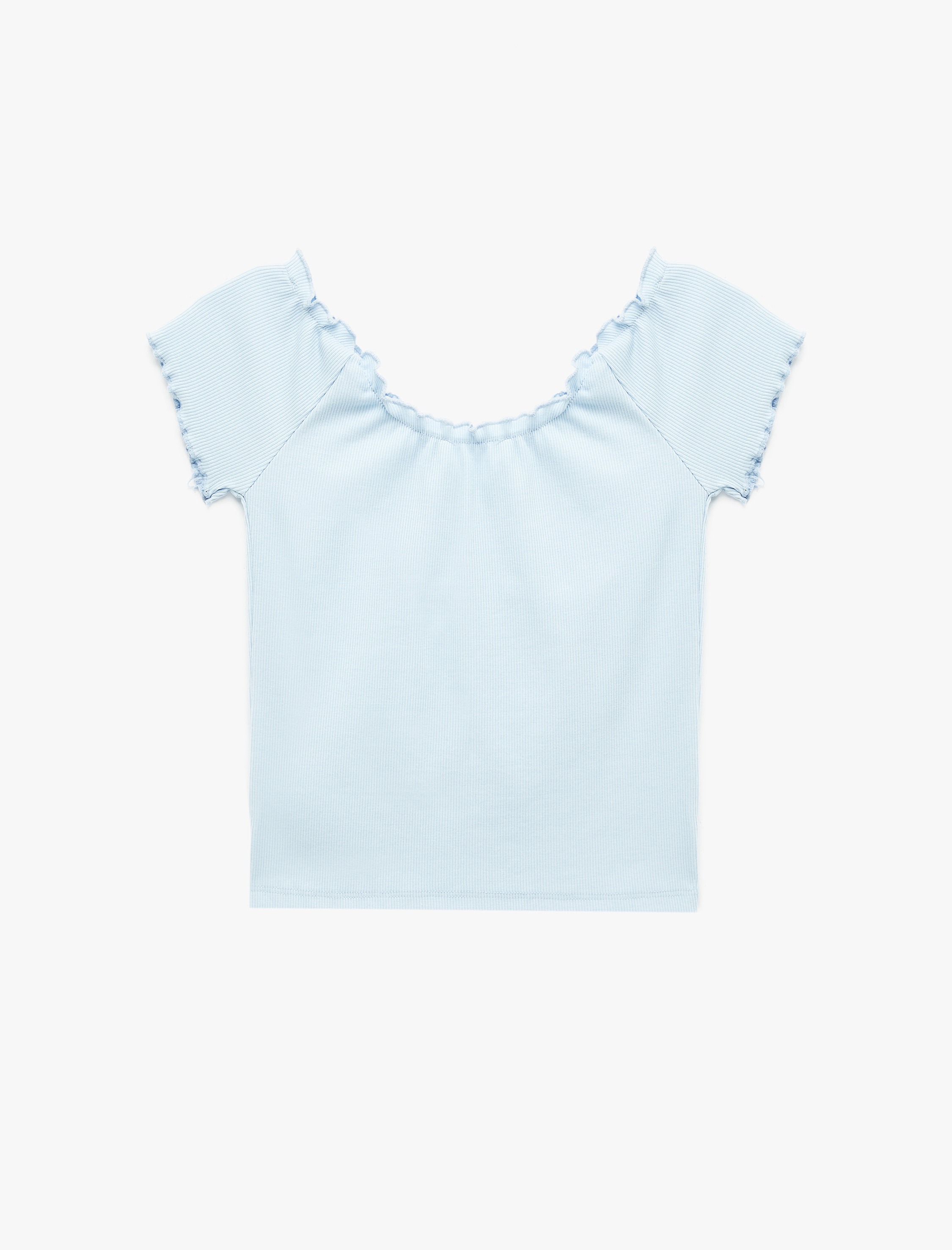   Slim Fit Büzgülü Kayık V Yaka Kısa Kollu Tişört