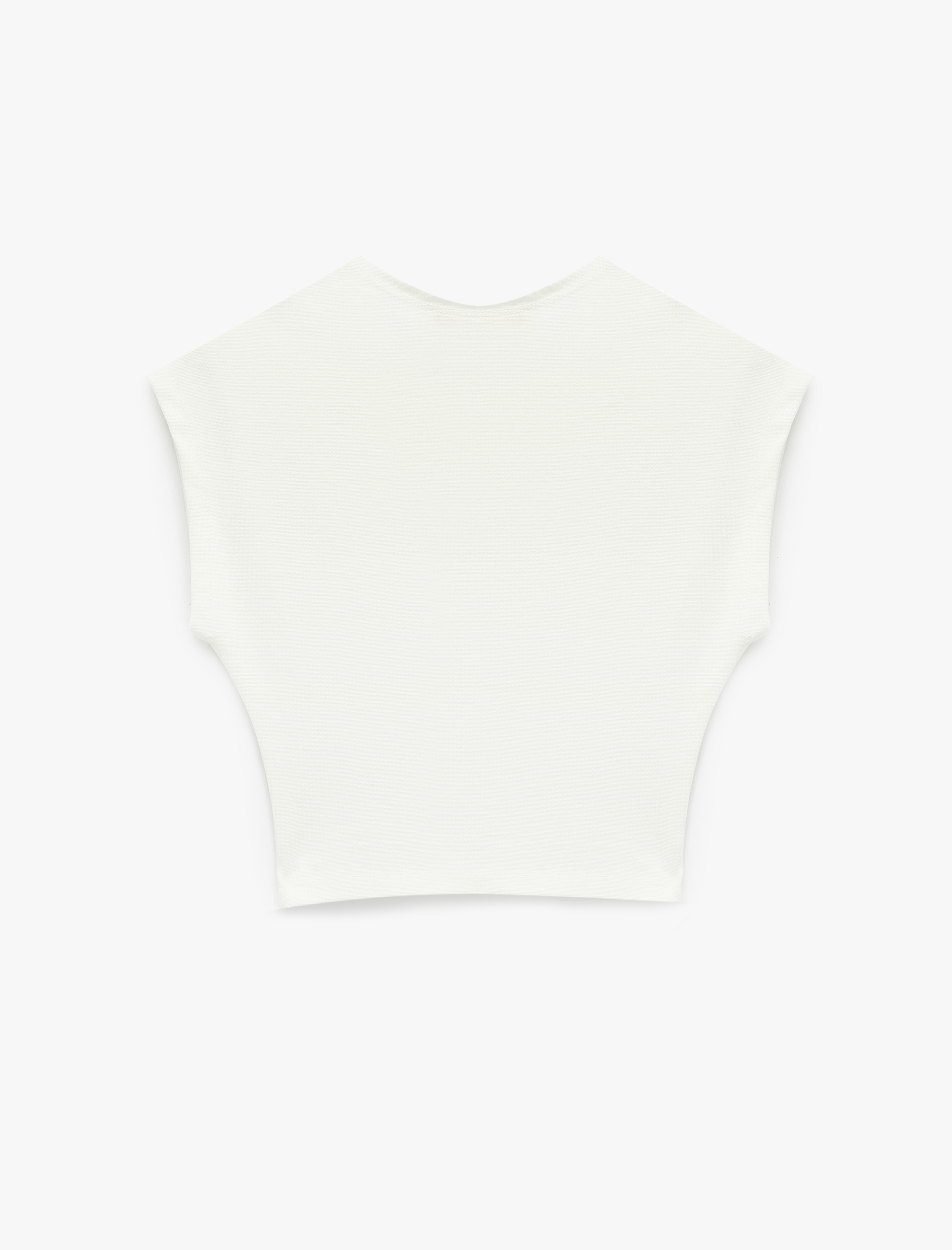   Modal Karışımlı Slim Fit Bisiklet Yaka Kolsuz Crop Tişört