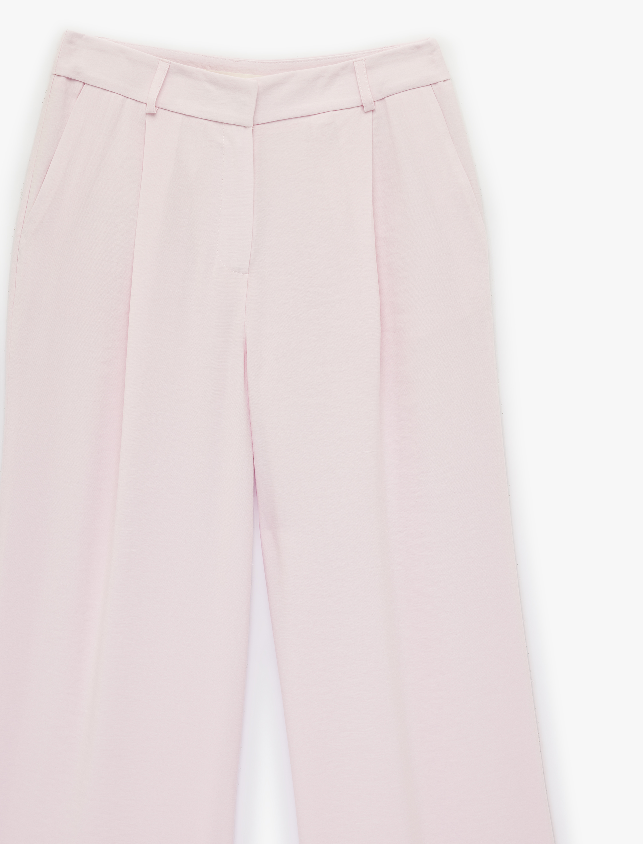   Pile Detaylı Cepli Yüksek Bel Geniş Paça Palazzo Pantolon