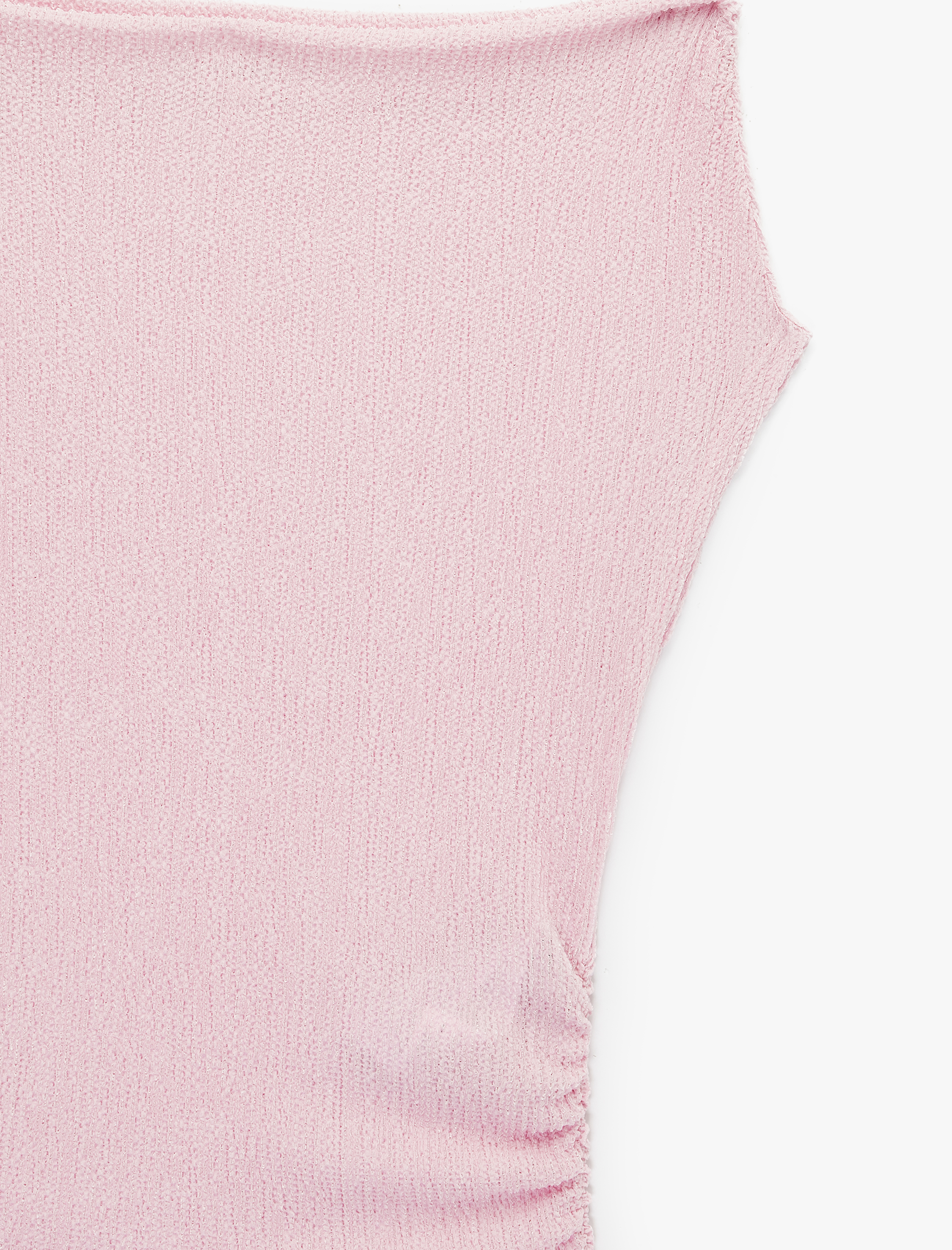   Slim Fit Asimetrik Yaka Drapeli Kolsuz Tişört