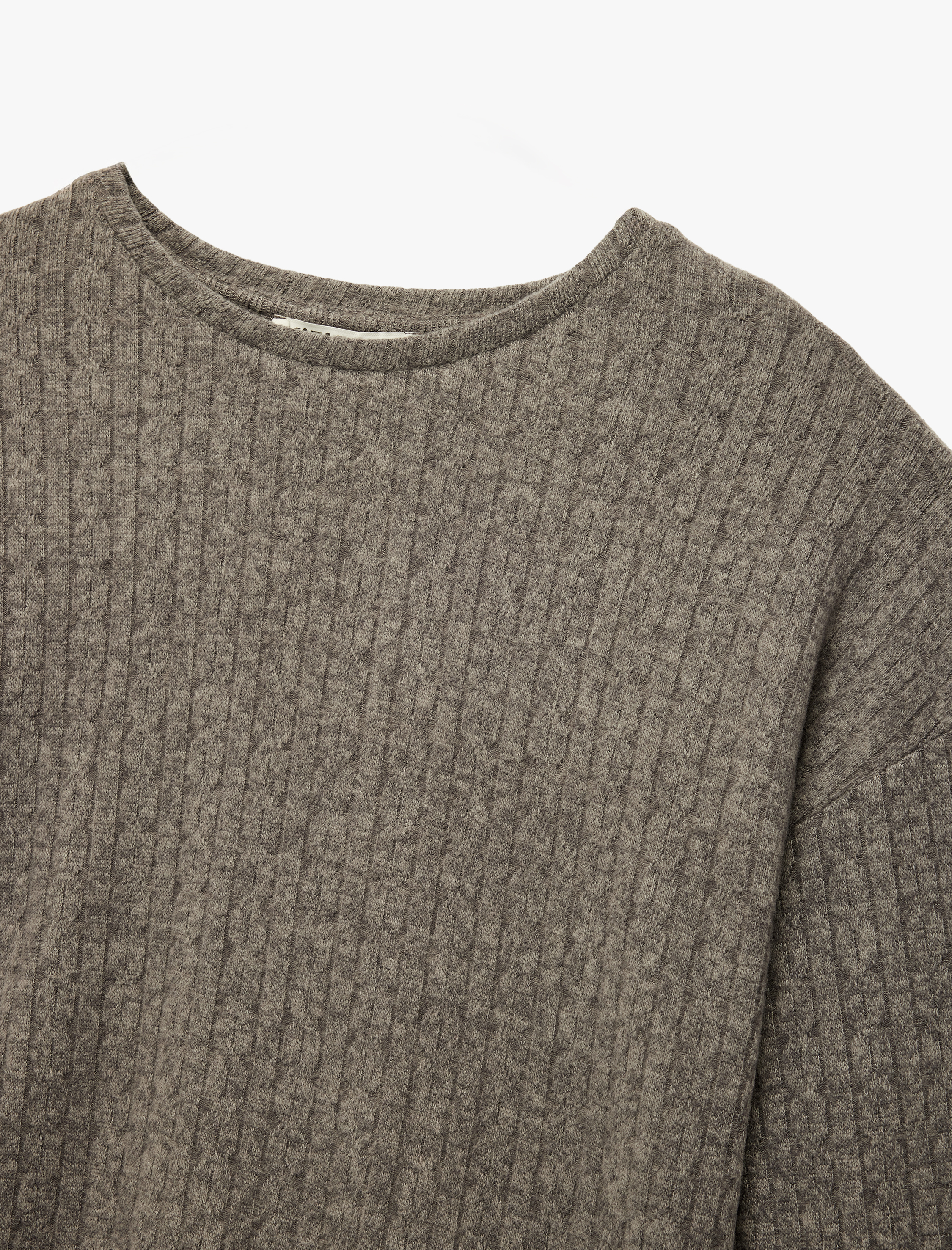   Rahat Kalıp Uzun Kollu Bisiklet Yaka Triko Pijama Üstü