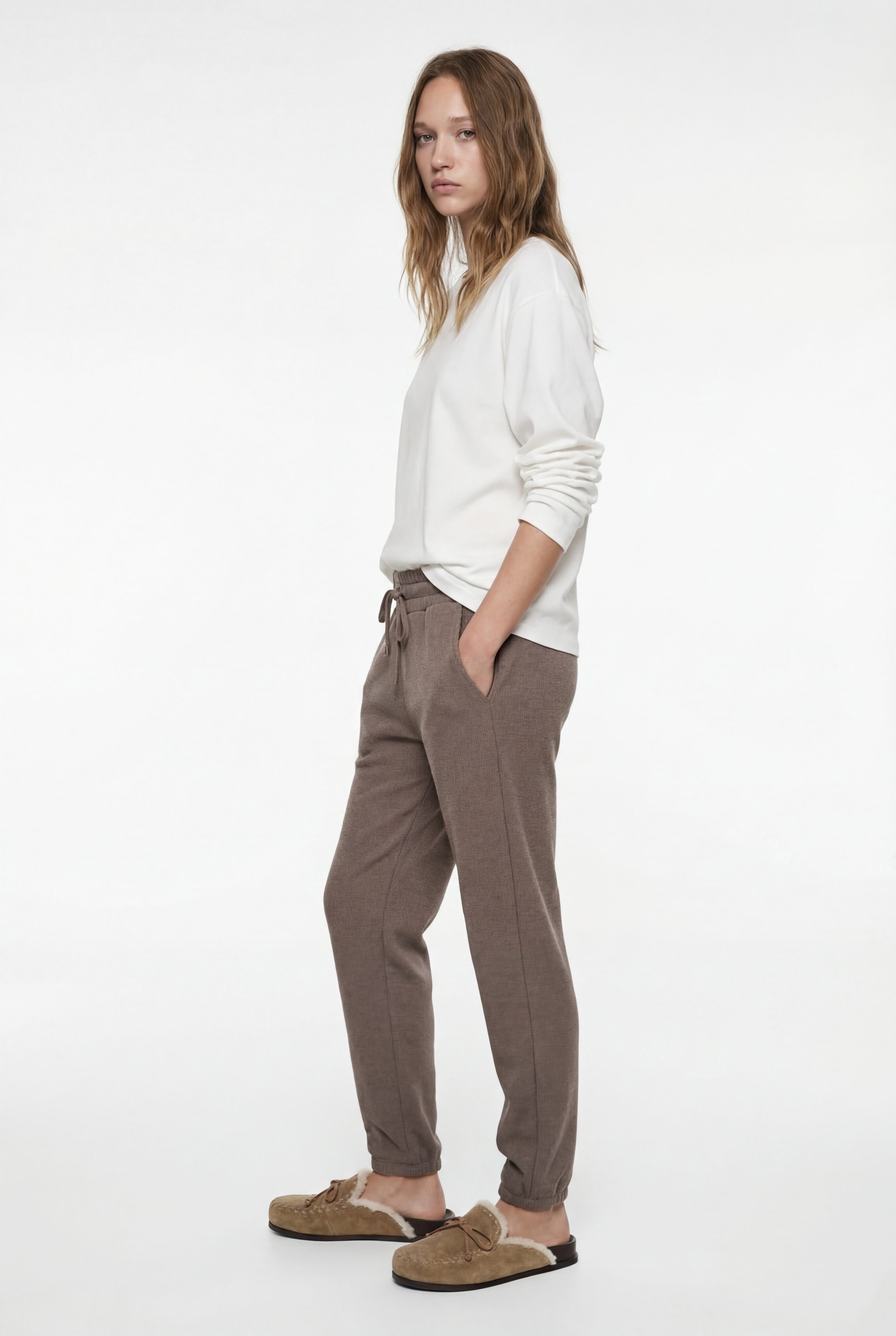   Cep Detaylı Dokulu Beli Bağlamalı Pijama Altı