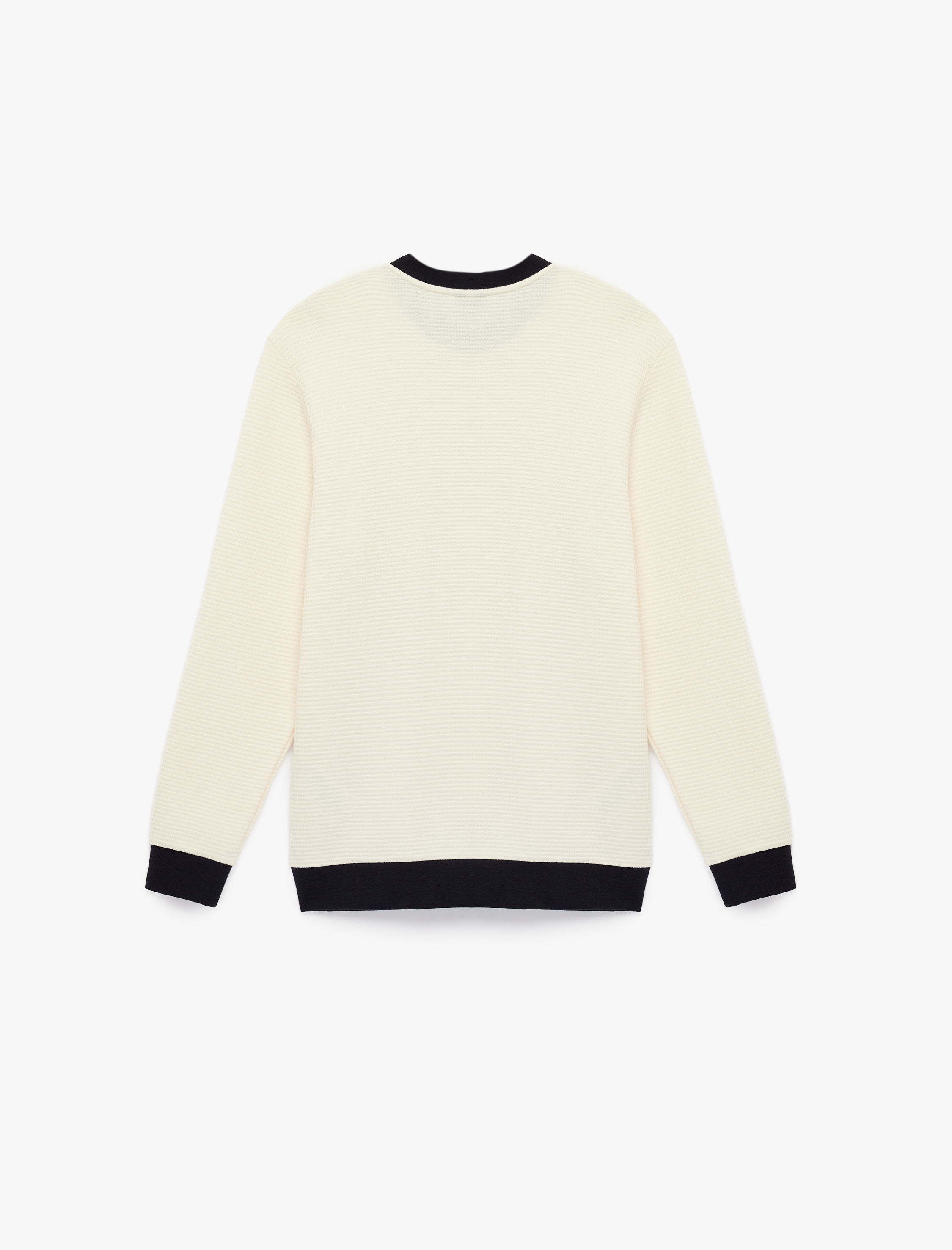   Uzun Kollu Pamuklu Renk Kontrastlı Bisiklet Yaka Sweatshirt